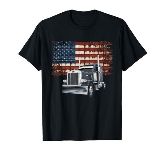 American Flag Trucker Dad Big Rig T-Shirt - Streetwear Style Unisex - T-Shirt, Sweatshirt, Hoodie