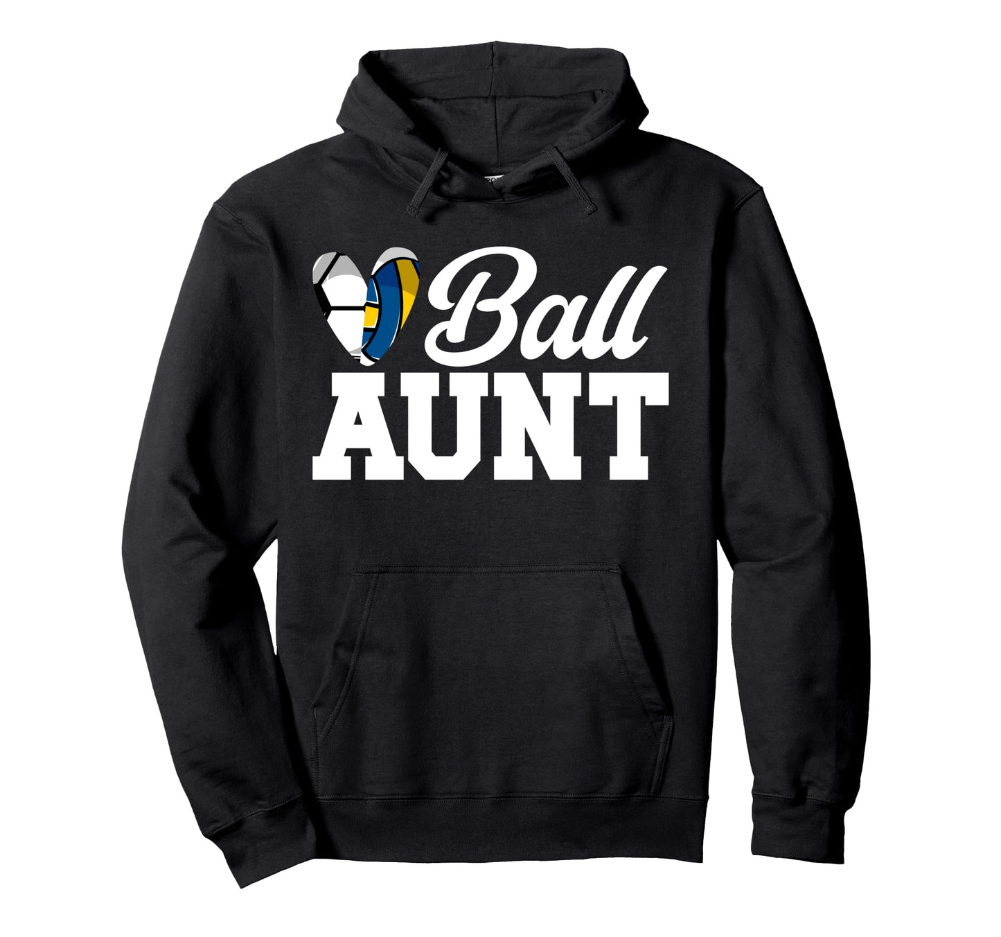 Ball Aunt Heart Volleyball Soccer Aunt Hoodie - Trendy Graphic Men Women - T-Shirt, Sweatshirt, Hoodie