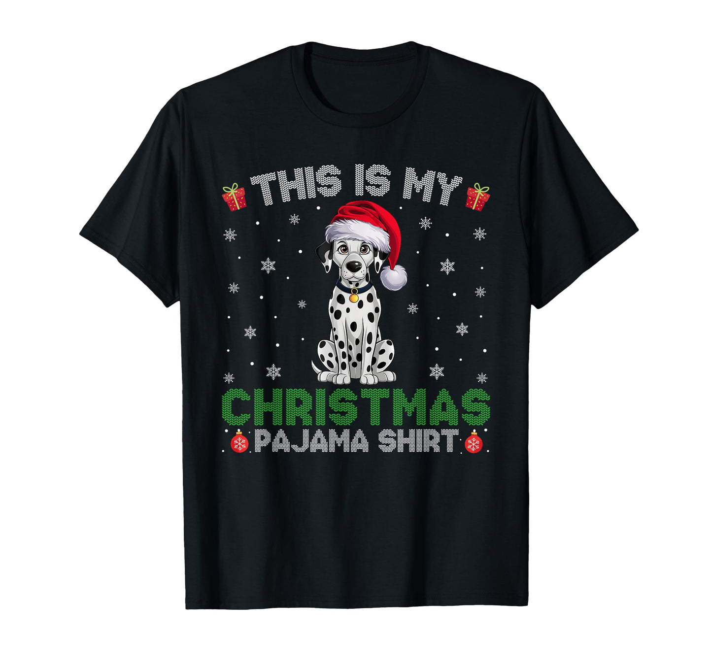 Dalmatian Dog Wearing Santa Hat T-Shirt - Minimalist Print for Adults - T-Shirt, Sweatshirt, Hoodie