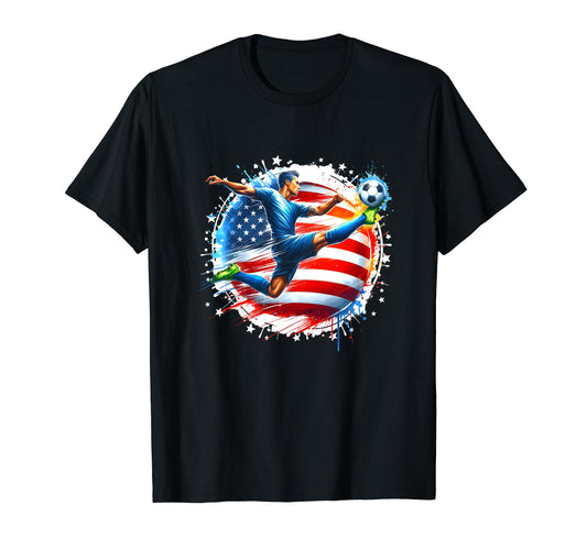 American Flag Soccer Player T-Shirt - Casual Everyday Wear for Adults - T-Shirt, Sweatshirt, Hoodie