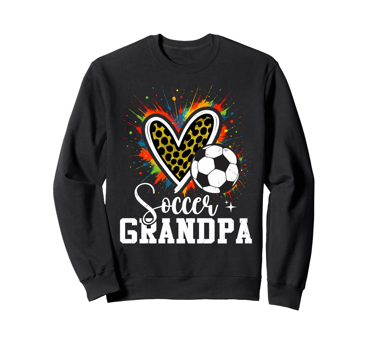 Soccer Grandpa Leopard Heart Colorful Sweatshirt - Unique Graphic Men Women - T-Shirt, Sweatshirt, Hoodie
