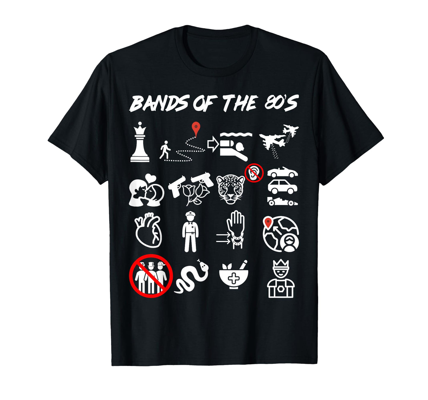 Funny Nerdy Iconic Pop Rock Bands 80S White T-Shirt - Trendy Graphic Unisex - T-Shirt, Sweatshirt, Hoodie