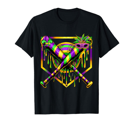 Baseball Mardi Gras Carnival Party T-Shirt - Novelty Apparel for Adults - T-Shirt, Sweatshirt, Hoodie