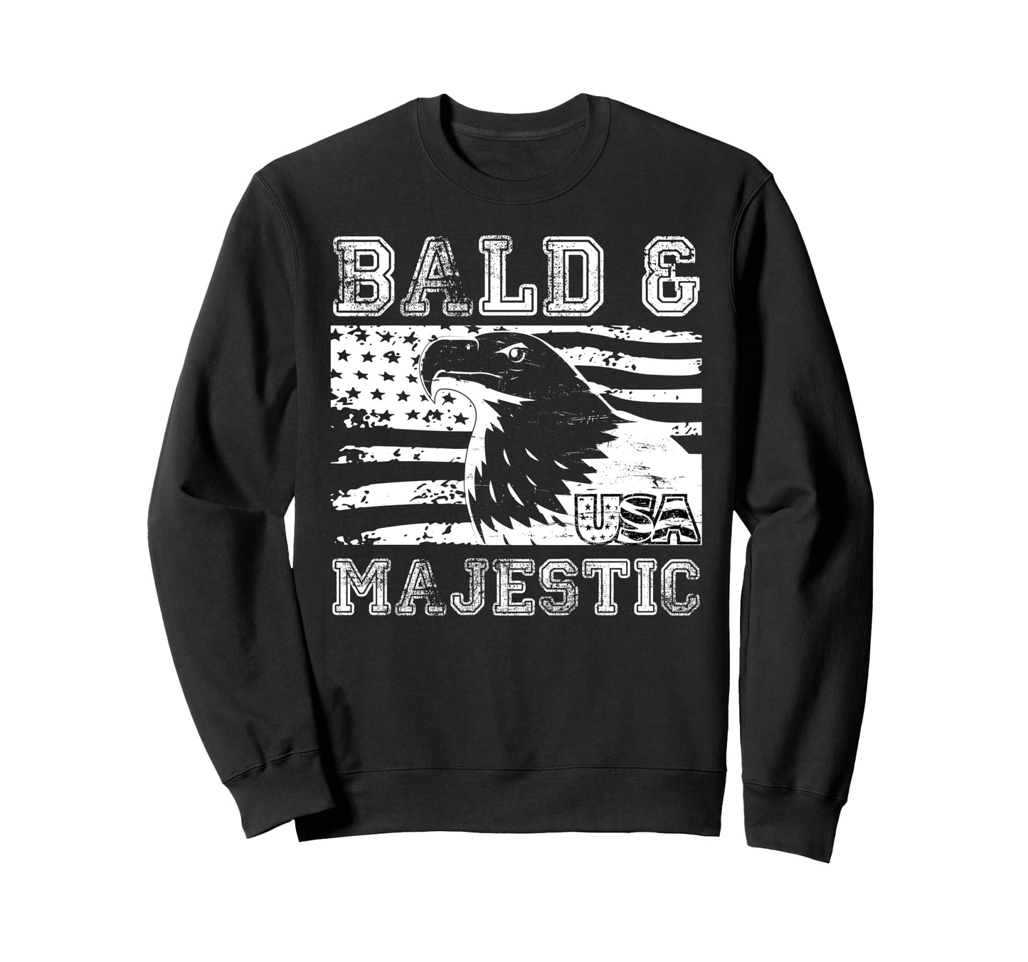 Bald Majestic Bald Guy Flag Dad Sweatshirt - Graphic Print for Adults - T-Shirt, Sweatshirt, Hoodie