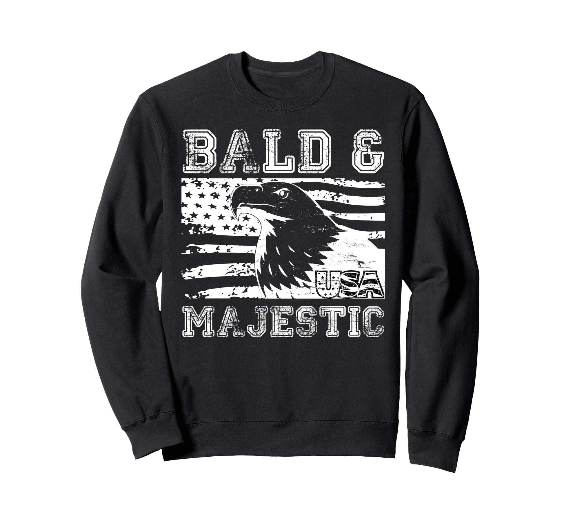 Bald Majestic Bald Guy Flag Dad Sweatshirt - Graphic Print for Adults - T-Shirt, Sweatshirt, Hoodie