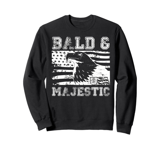 Bald Majestic Bald Guy Flag Dad Sweatshirt - Graphic Print for Adults - T-Shirt, Sweatshirt, Hoodie
