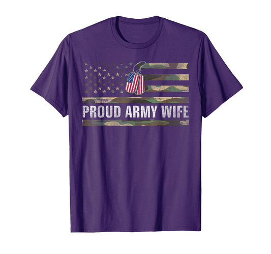 American Flag Proud Army Wife Veteran T-Shirt - Trendy Graphic Men Women - T-Shirt, Sweatshirt, Hoodie