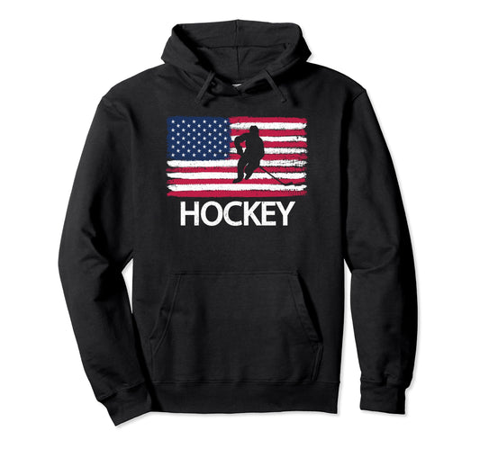 American Flag Hockey Hockey Team Gift Hoodie - Graphic Print Unisex - T-Shirt, Sweatshirt, Hoodie