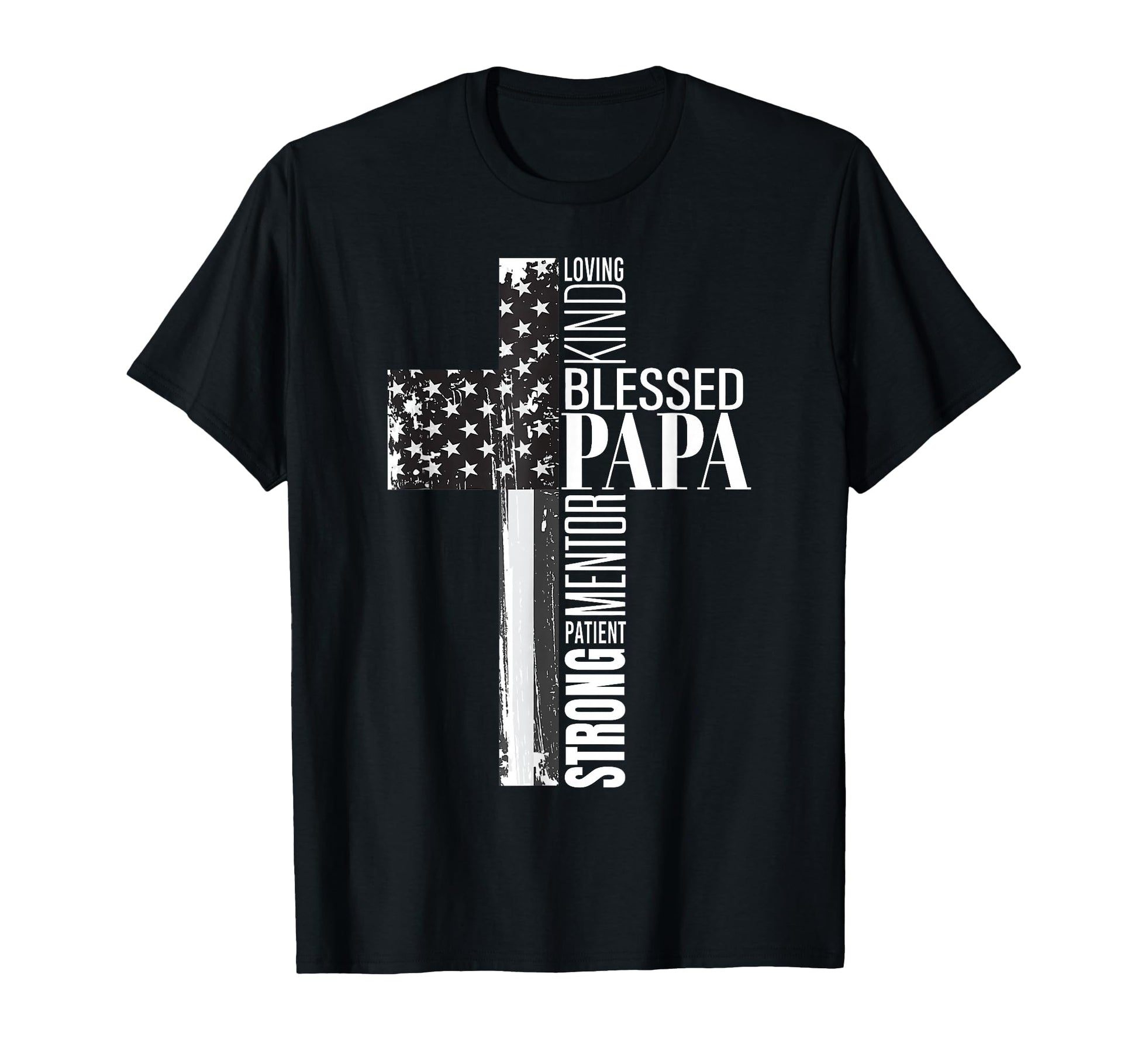 Christian Blessed Papa American Flag T-Shirt - Aesthetic Graphic Unisex - T-Shirt, Sweatshirt, Hoodie