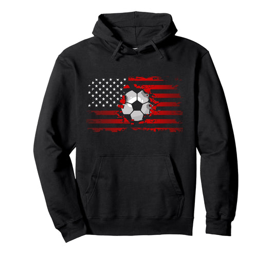 American Flag Soccer Soccer Hoodie - Custom Art Print Unisex - T-Shirt, Sweatshirt, Hoodie