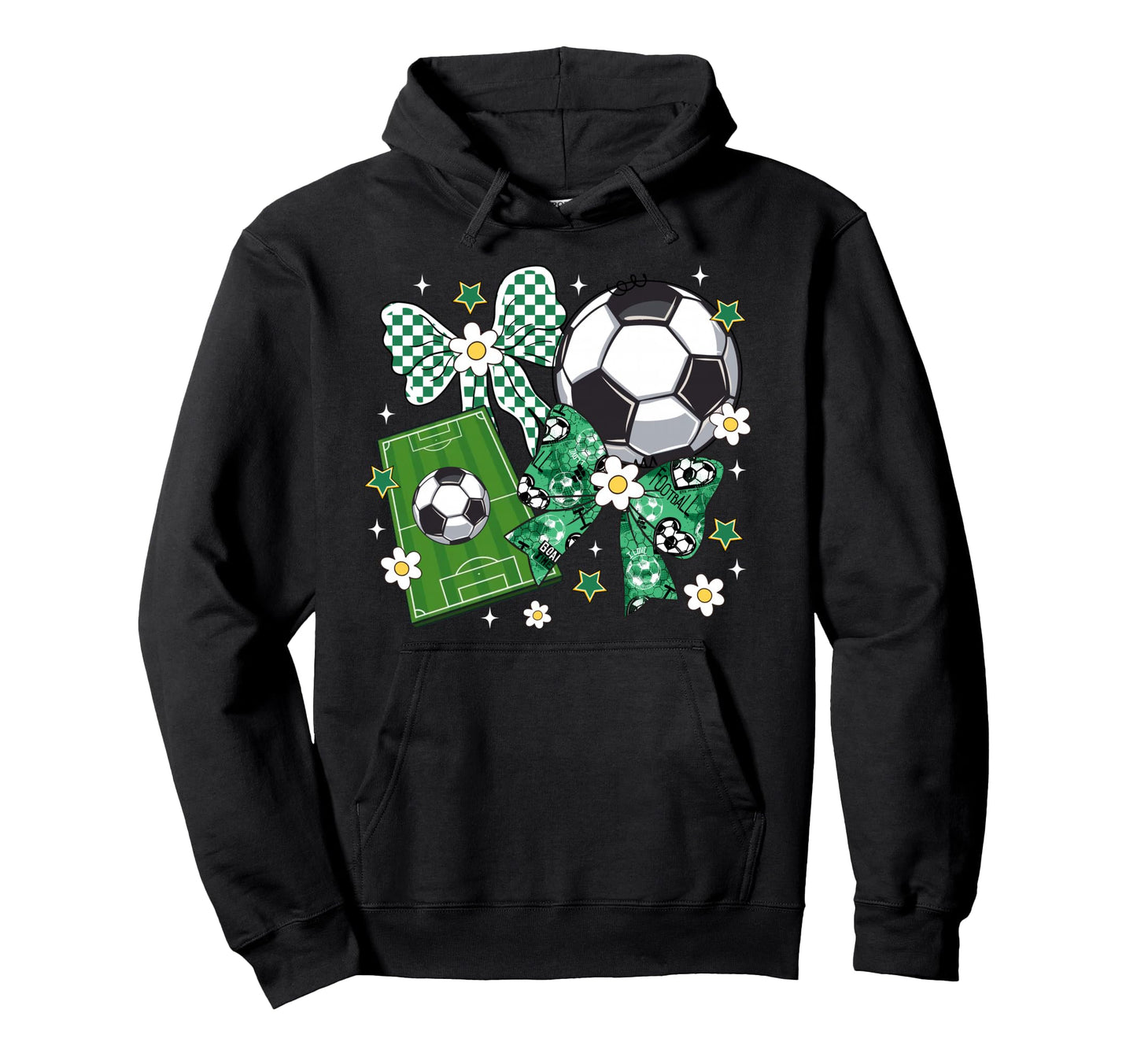 Bow Soccer Checkered Flowers Soccer Lovers Hoodie - Streetwear Style Unisex - T-Shirt, Sweatshirt, Hoodie