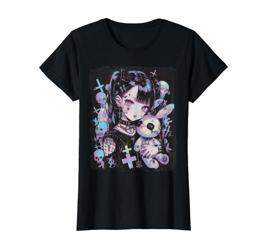Anime Goth Bunny E Gothic Outfit Grunge T-Shirt - Trendy Graphic for Adults - T-Shirt, Sweatshirt, Hoodie