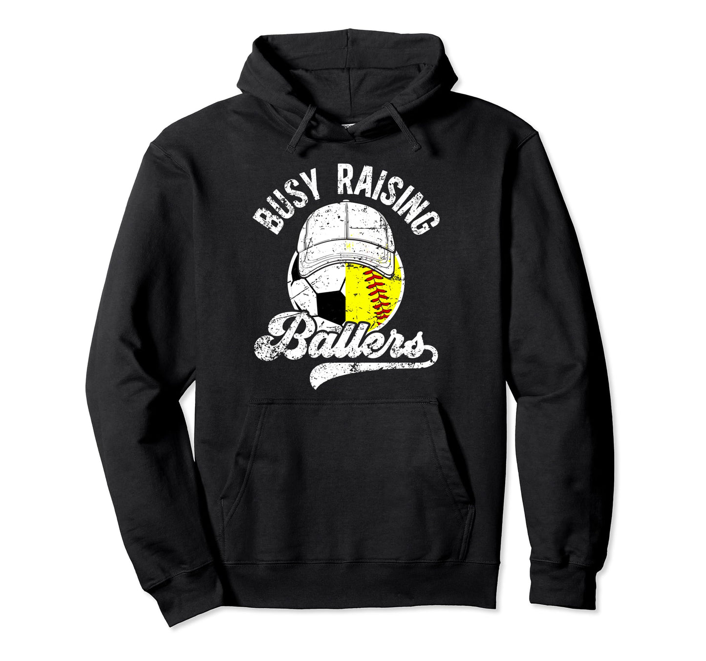 Busy Raising Ballers Softball Soccer Dad Hoodie - Trendy Graphic Men Women - T-Shirt, Sweatshirt, Hoodie