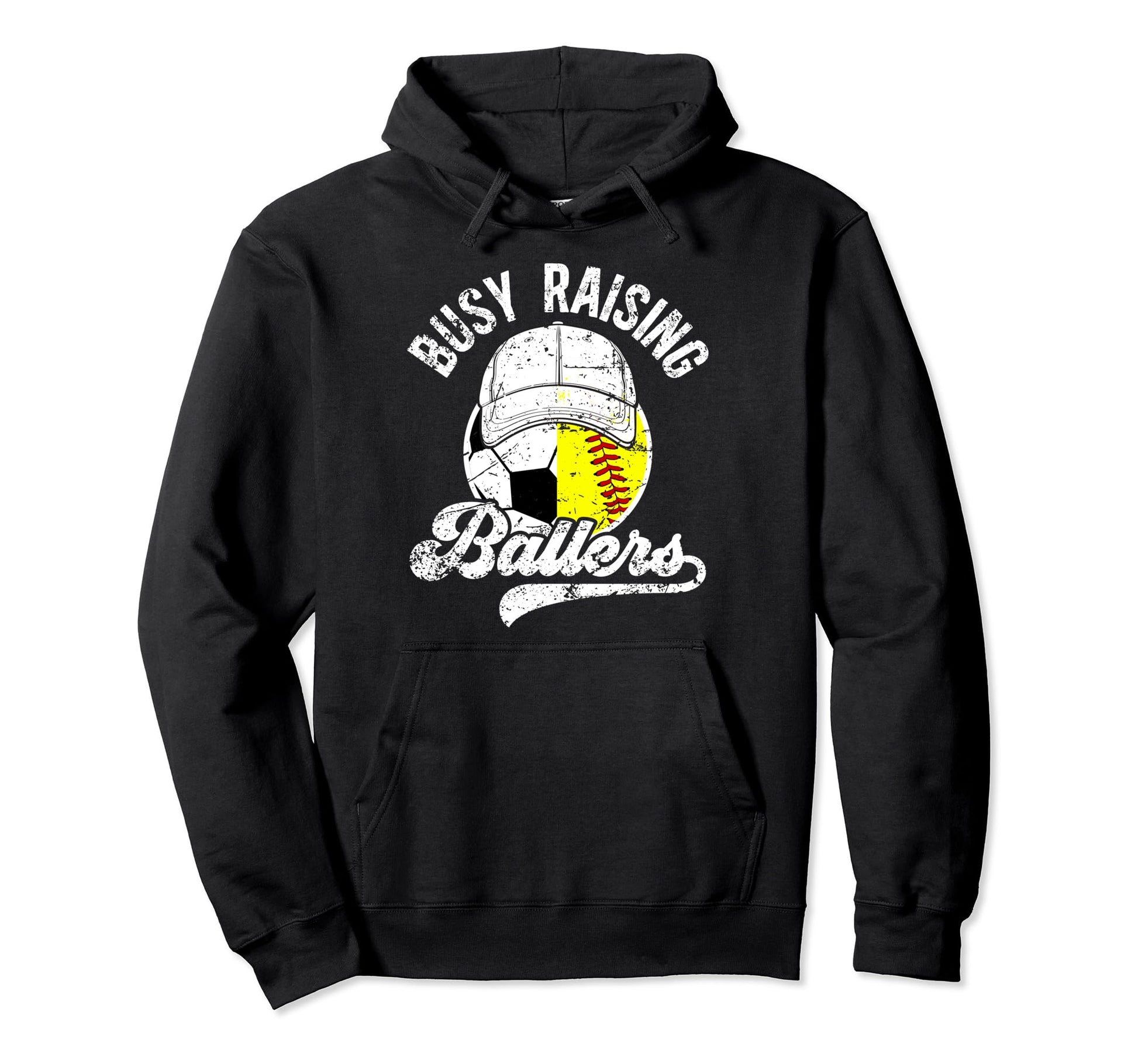 Busy Raising Ballers Softball Soccer Dad Hoodie - Trendy Graphic Men Women - T-Shirt, Sweatshirt, Hoodie