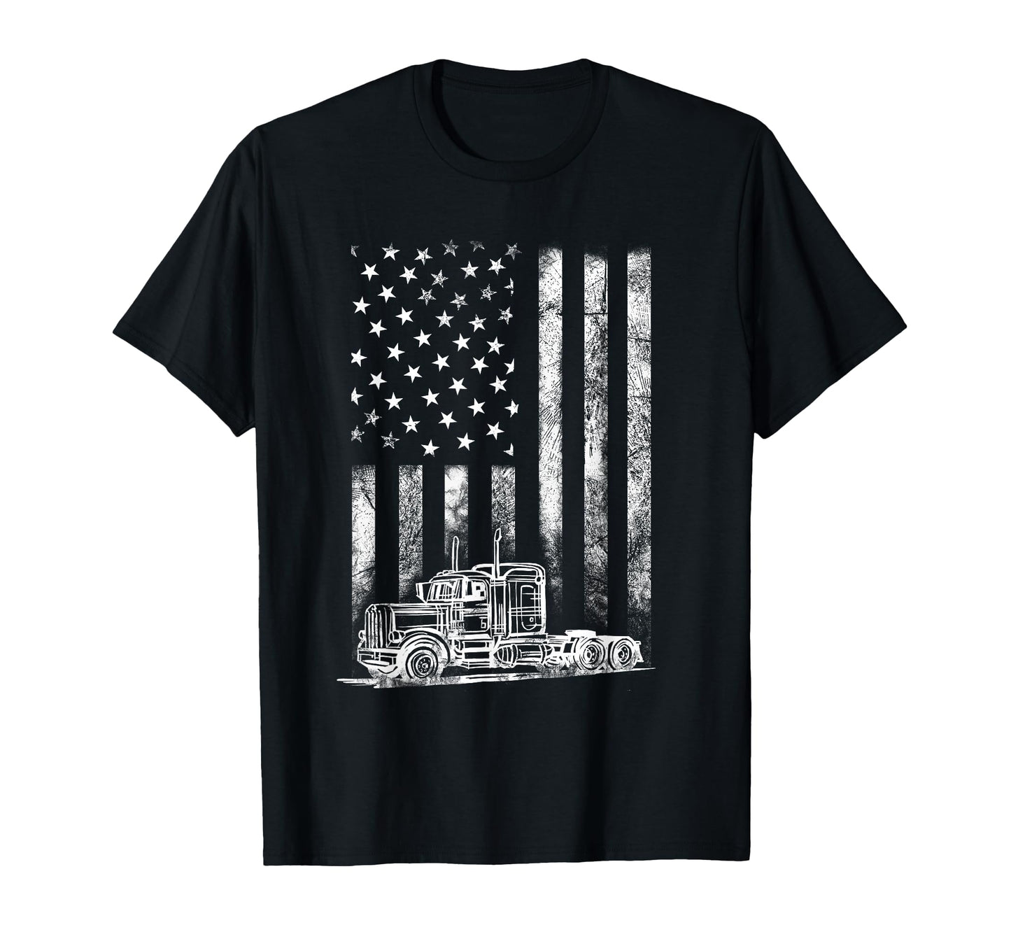Truck Driver American Flag Trucker Gift T-Shirt - Novelty Apparel Unisex - T-Shirt, Sweatshirt, Hoodie