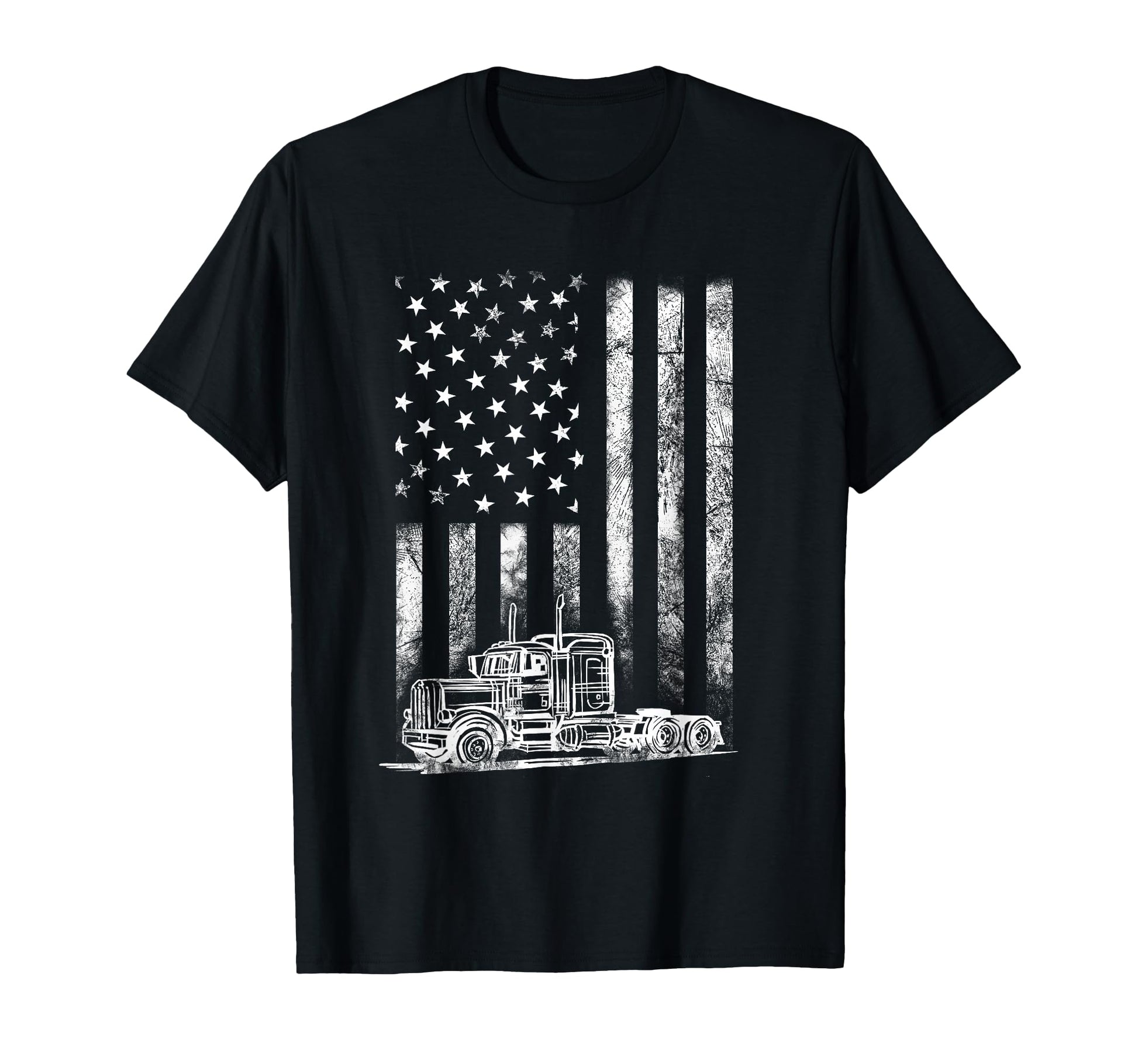 Truck Driver American Flag Trucker Gift T-Shirt - Novelty Apparel Unisex - T-Shirt, Sweatshirt, Hoodie