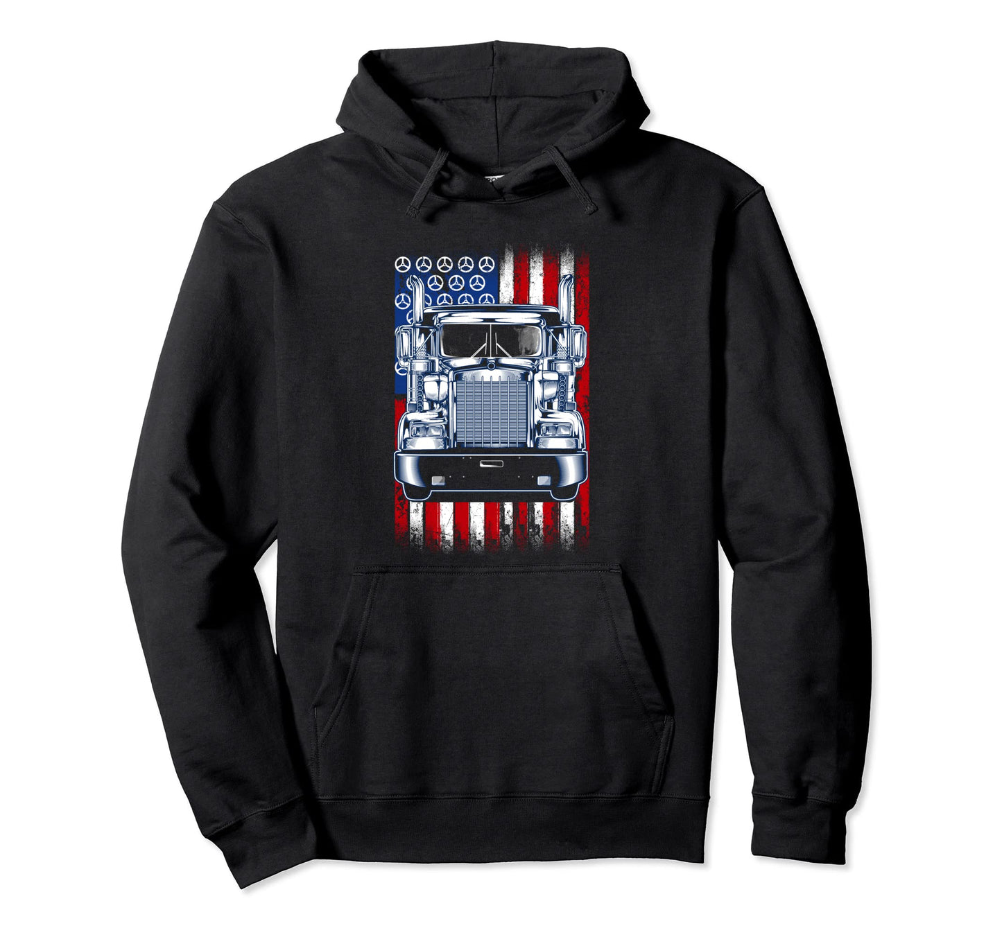 Us American Flag Semi Truck Driver 18 Hoodie - Graphic Print Unisex - T-Shirt, Sweatshirt, Hoodie