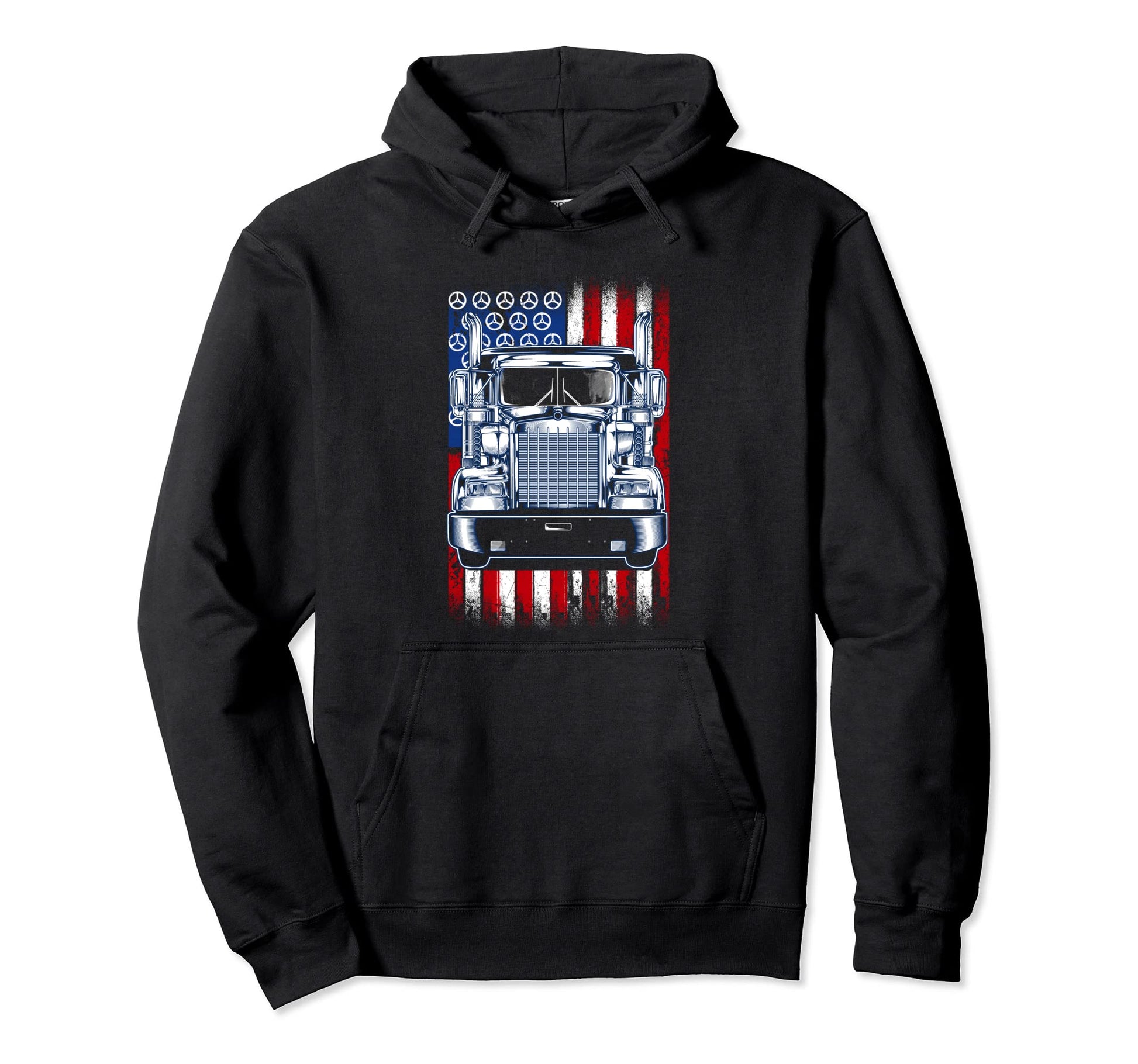 Us American Flag Semi Truck Driver 18 Hoodie - Graphic Print Unisex - T-Shirt, Sweatshirt, Hoodie