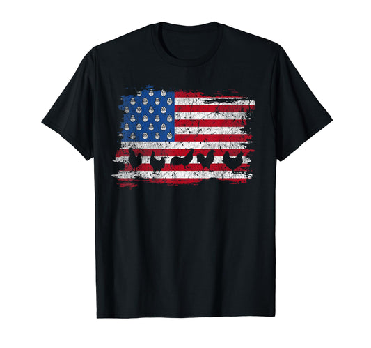 American Flag Chicken 4Th July Farmer T-Shirt - Trendy Graphic Men Women - T-Shirt, Sweatshirt, Hoodie