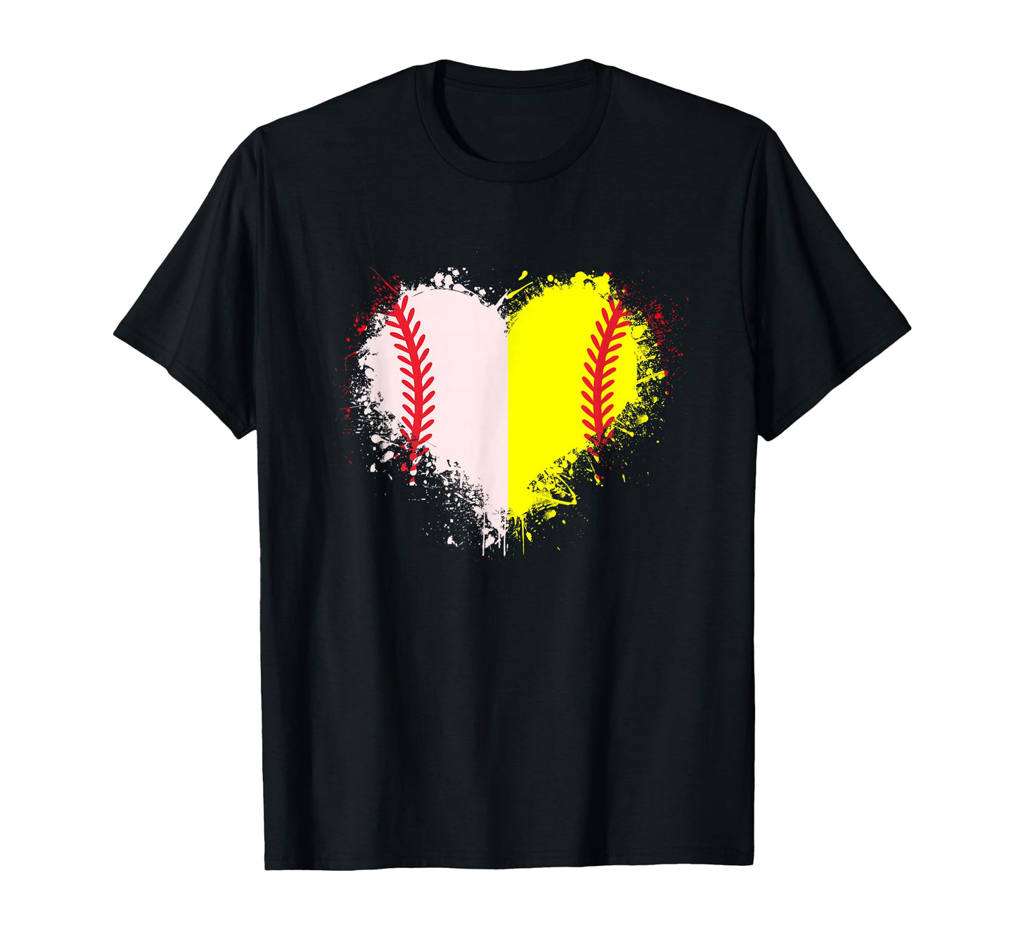 Outlined Baseball Softball Heart Love T-Shirt - Streetwear Style Men Women - T-Shirt, Sweatshirt, Hoodie