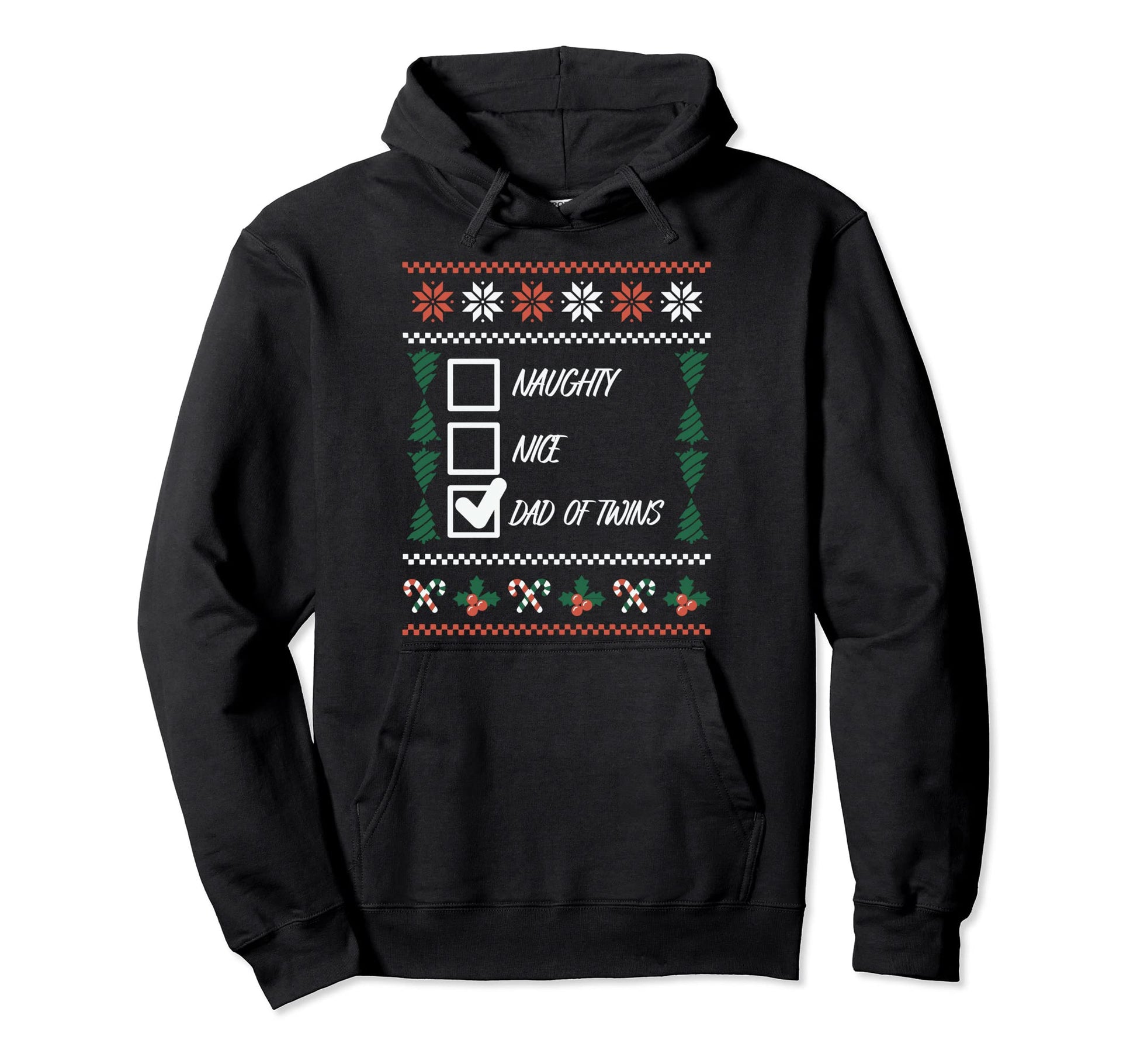 Santas Naughty Nice List Dad Twins Ugly Hoodie - Aesthetic Graphic Unisex - T-Shirt, Sweatshirt, Hoodie