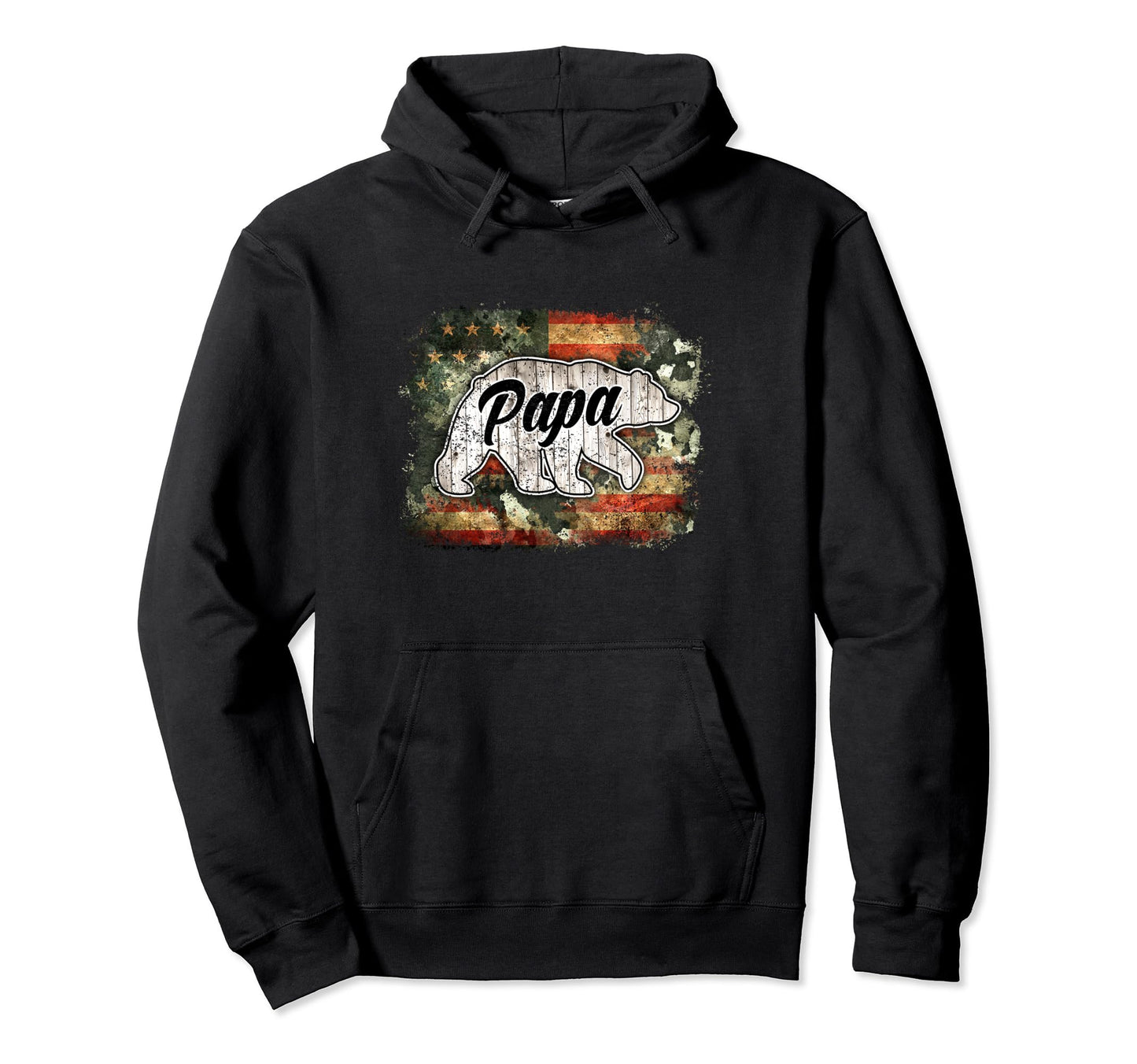 Fathers Day Patriotic Papa Bear American Hoodie - Unique Graphic Men Women - T-Shirt, Sweatshirt, Hoodie