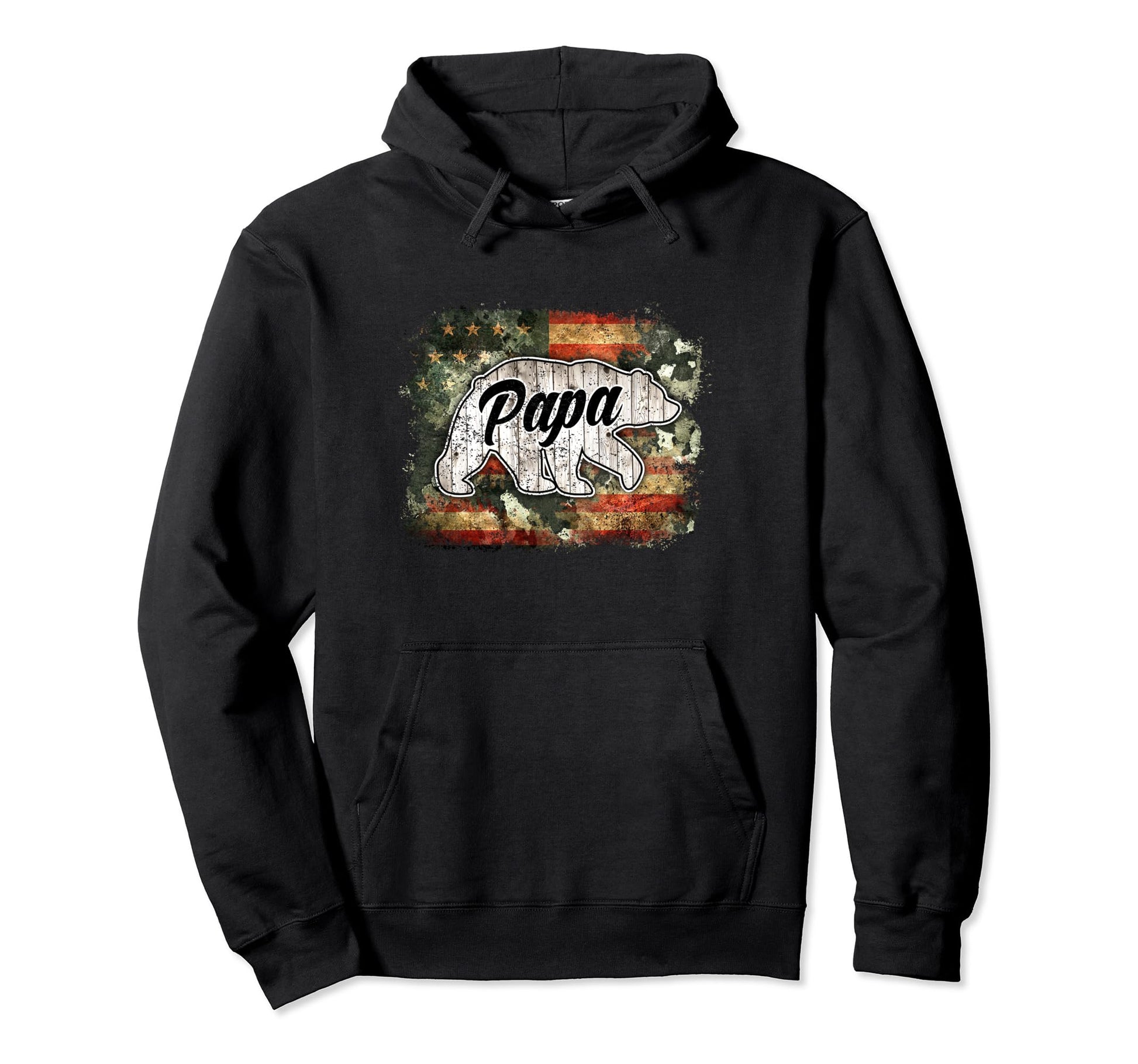 Fathers Day Patriotic Papa Bear American Hoodie - Unique Graphic Men Women - T-Shirt, Sweatshirt, Hoodie
