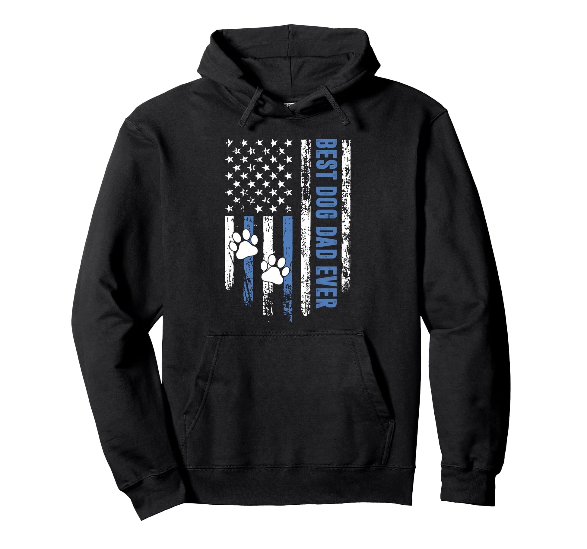 Best Dog Dad Ever Patriotic Paw Hoodie - Custom Art Print for Adults - T-Shirt, Sweatshirt, Hoodie