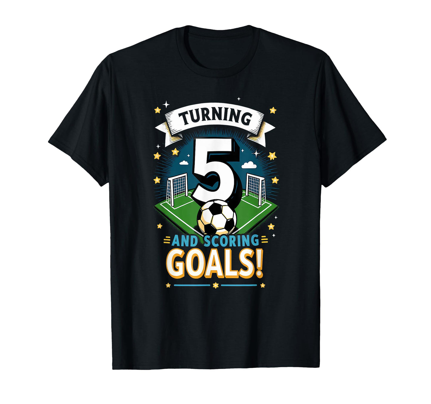 Turning 5 Scoring Goals 5Th Birthday T-Shirt - Graphic Print for Adults - T-Shirt, Sweatshirt, Hoodie