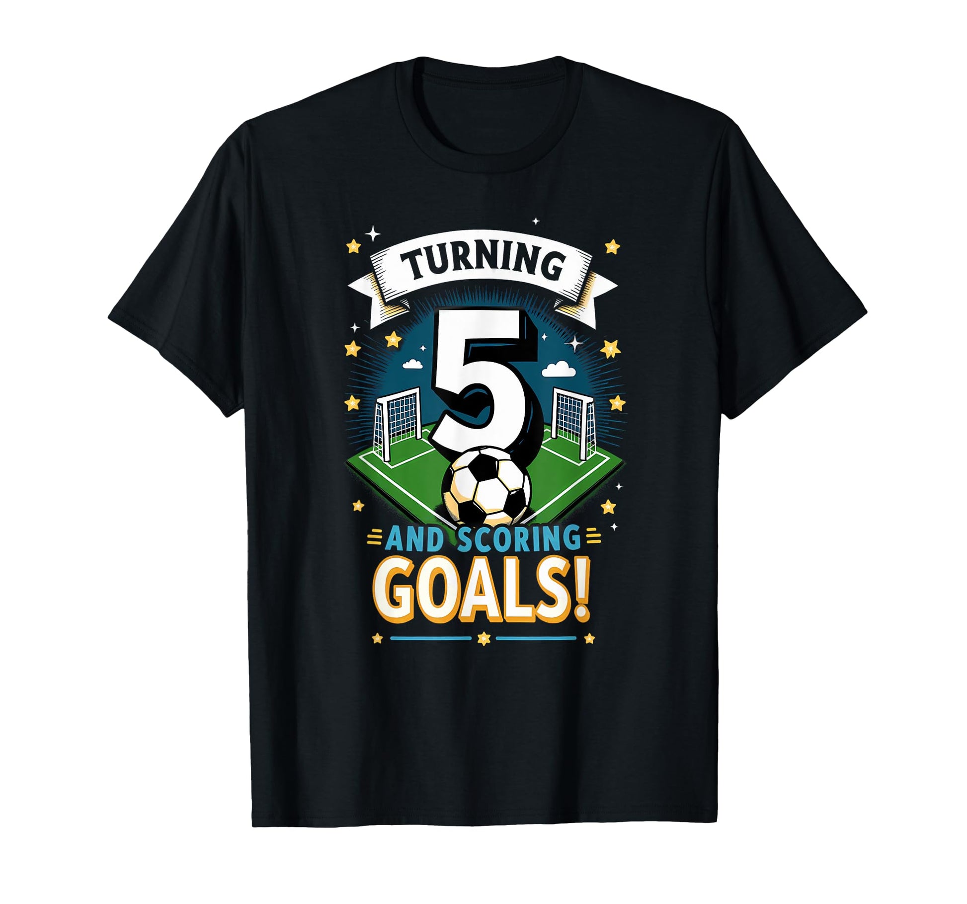 Turning 5 Scoring Goals 5Th Birthday T-Shirt - Graphic Print for Adults - T-Shirt, Sweatshirt, Hoodie