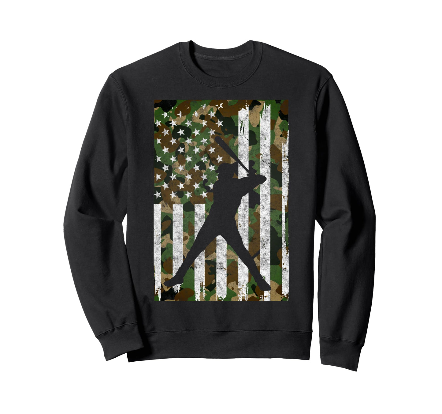 Baseball Us Camouflage Flag Sweatshirt - Custom Art Print for Adults - T-Shirt, Sweatshirt, Hoodie