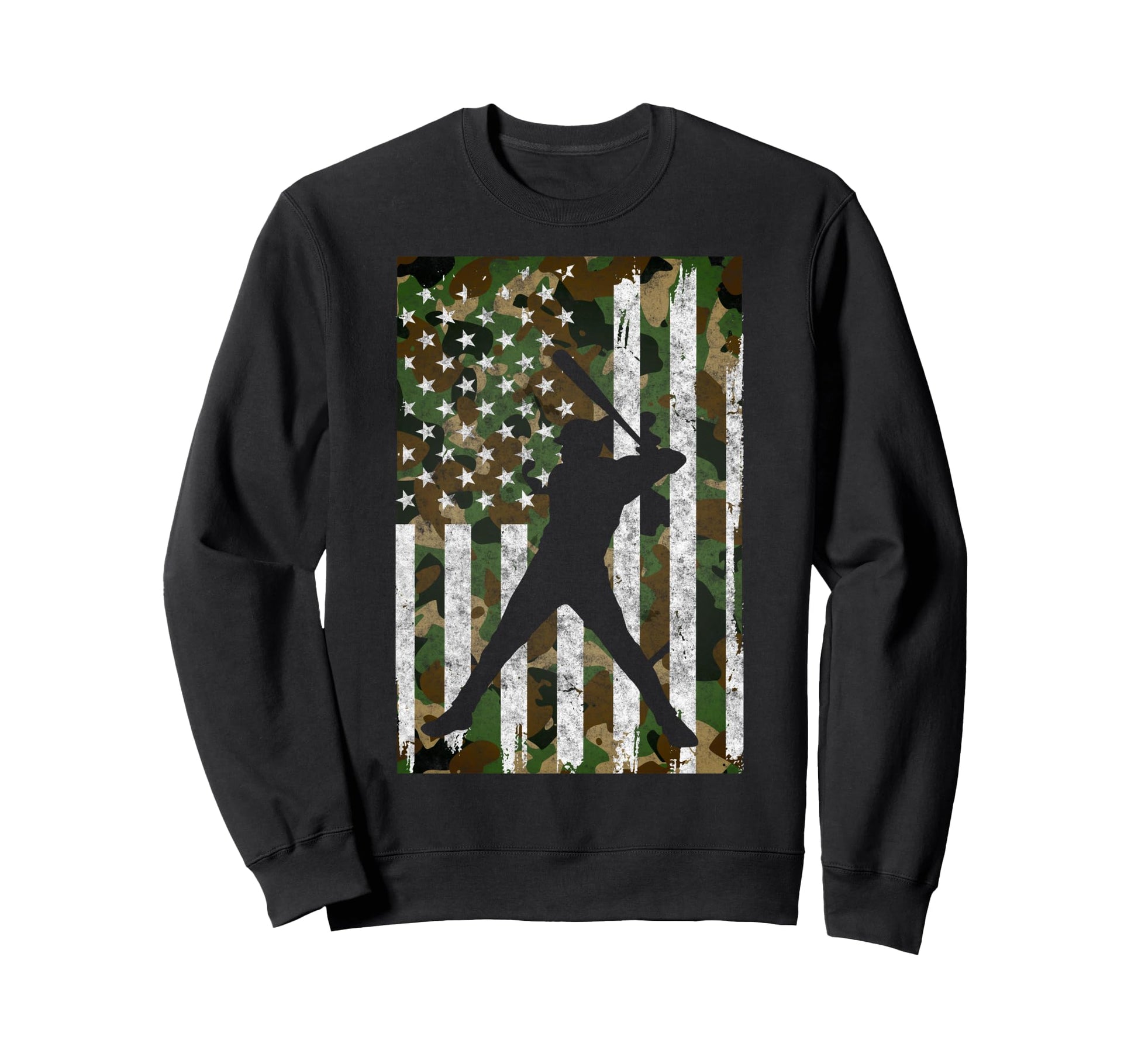 Baseball Us Camouflage Flag Sweatshirt - Custom Art Print for Adults - T-Shirt, Sweatshirt, Hoodie