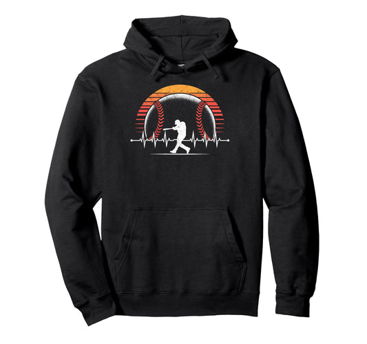 Baseball Player Heartbeat Coach Dad Hoodie - Trendy Graphic for Adults - T-Shirt, Sweatshirt, Hoodie