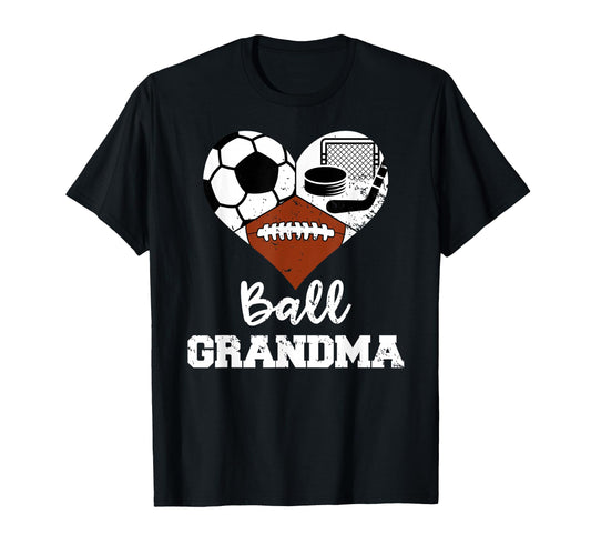 Ball Grandma Heart Funny Soccer T-Shirt - Casual Everyday Wear Unisex - T-Shirt, Sweatshirt, Hoodie
