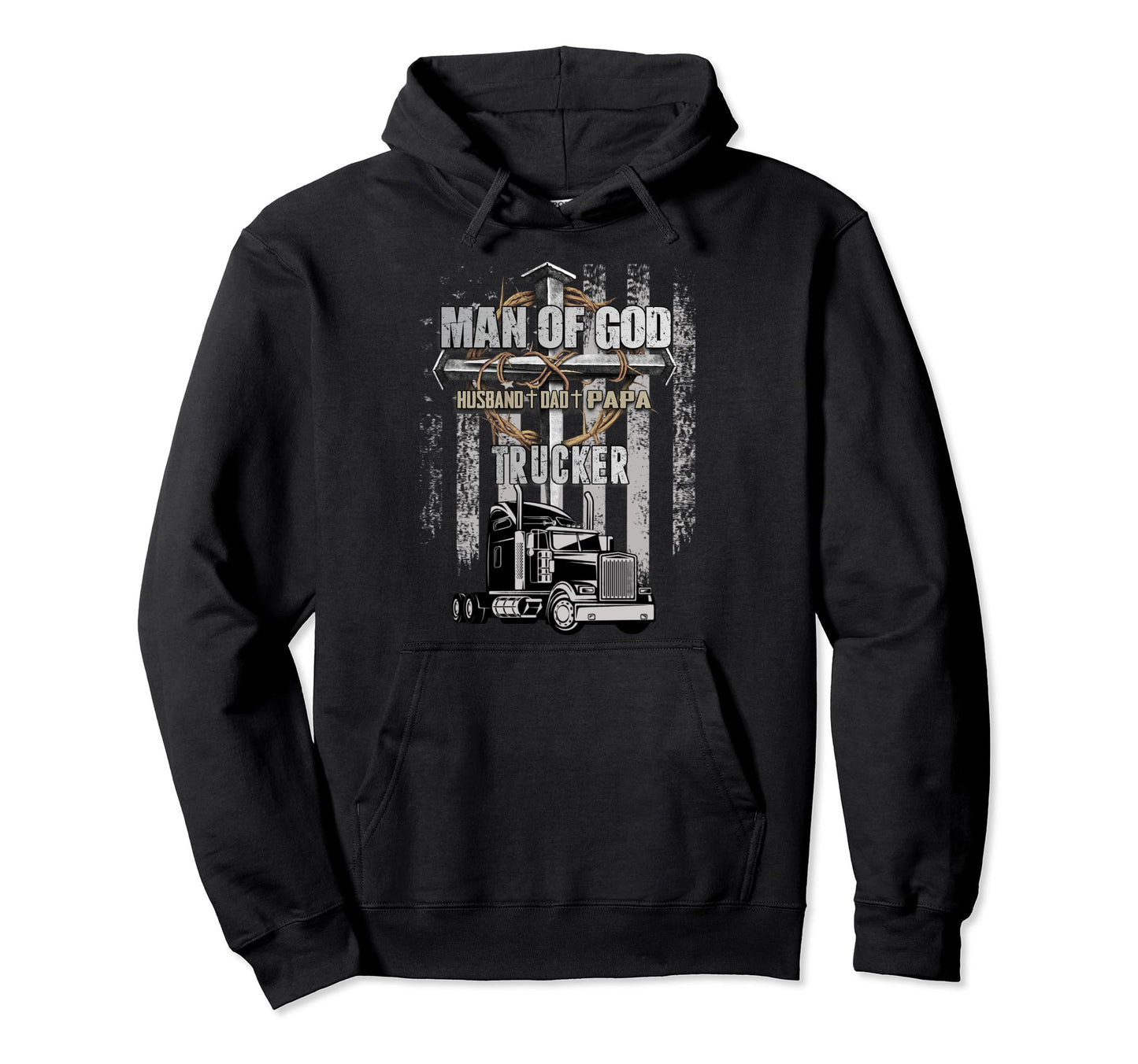 God Husband Dad Papa Trucker Christian Hoodie - Graphic Print Men Women - T-Shirt, Sweatshirt, Hoodie