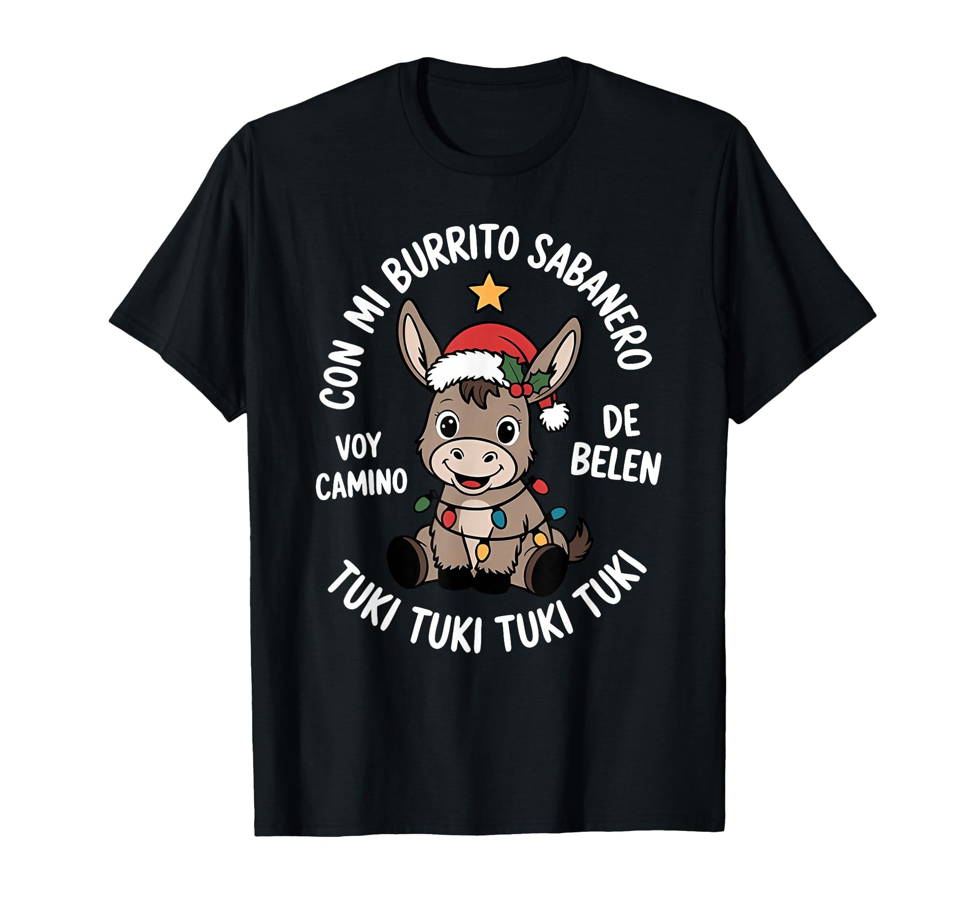 Tuki Tuki Donkey Santa Hat Spanish T-Shirt - Casual Everyday Wear Unisex - T-Shirt, Sweatshirt, Hoodie