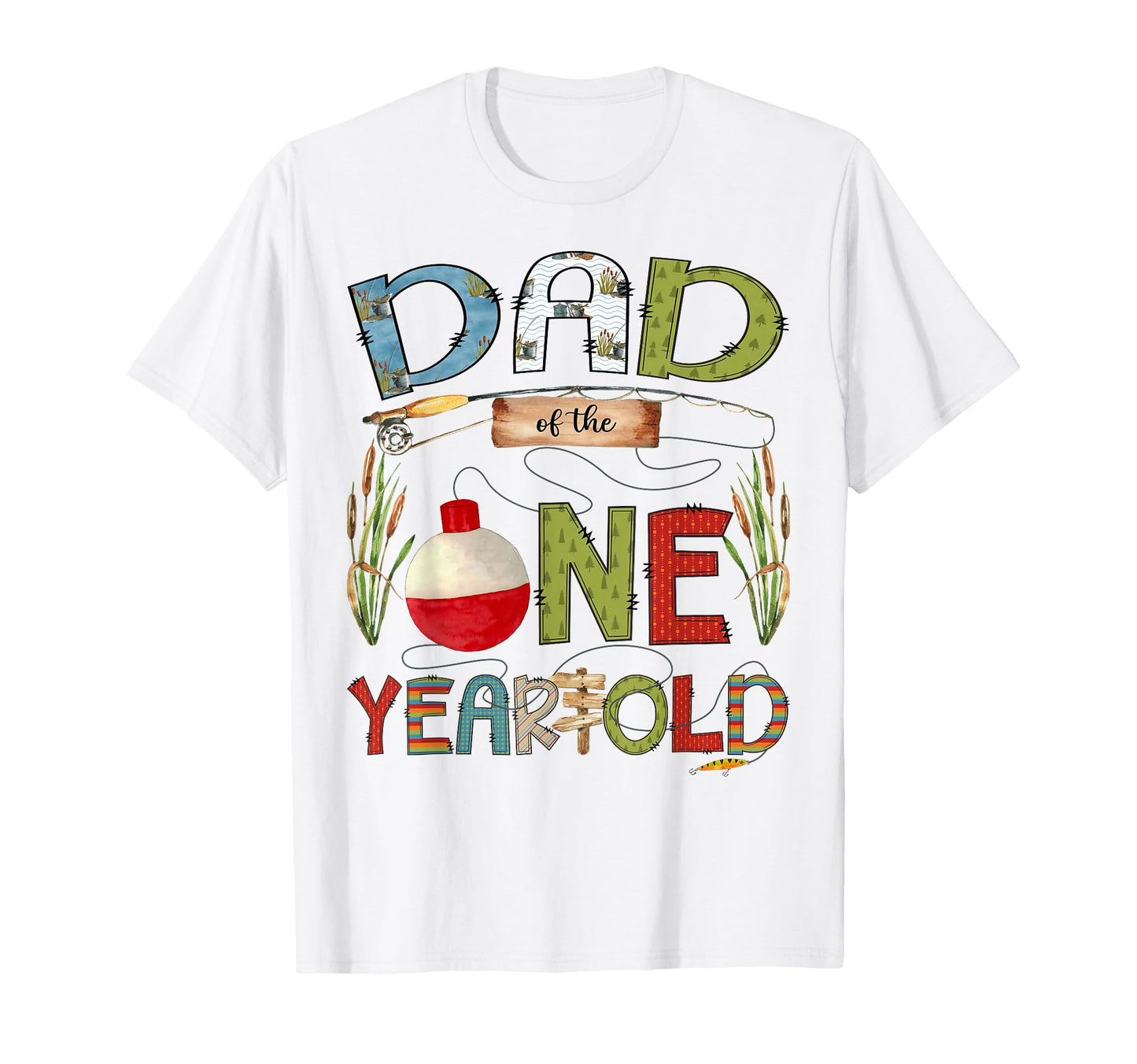 Dad One Year Old Birthday Fishing T-Shirt - Minimalist Print Men Women - T-Shirt, Sweatshirt, Hoodie