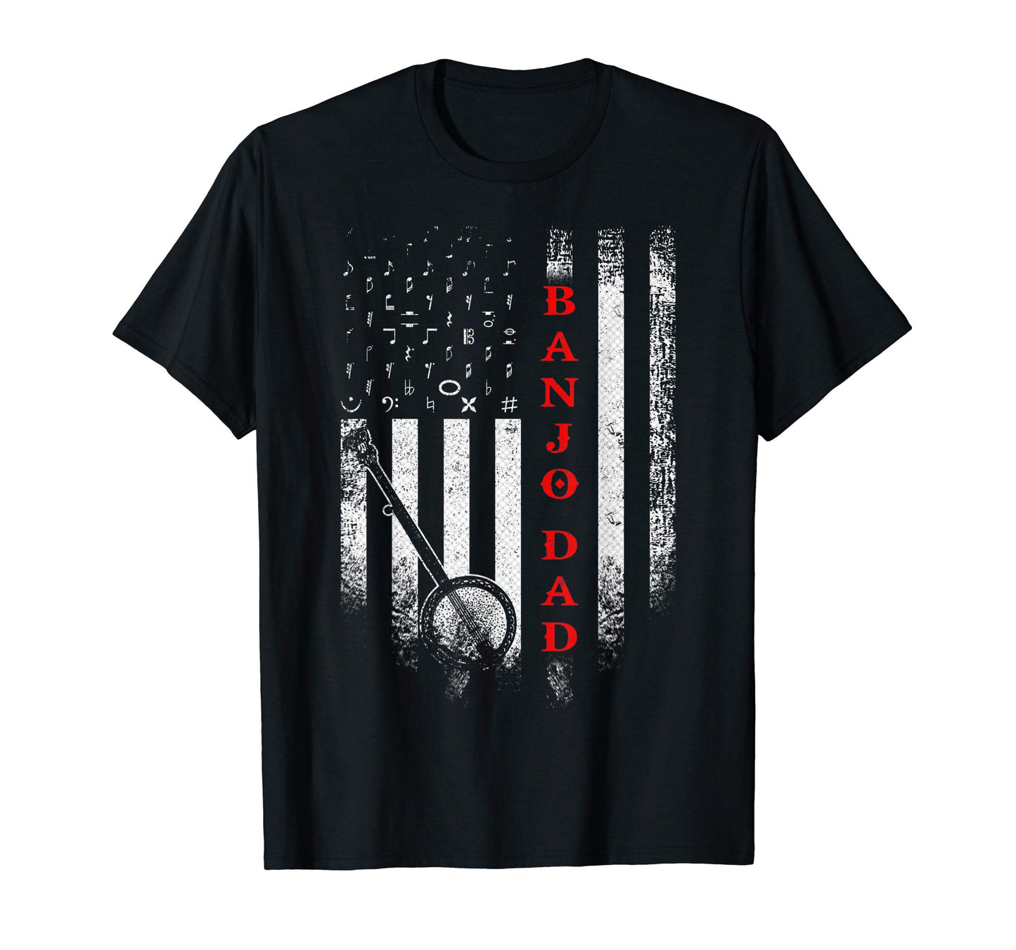 Usa American Flag Banjo Dad T-Shirt - Aesthetic Graphic for Adults - T-Shirt, Sweatshirt, Hoodie