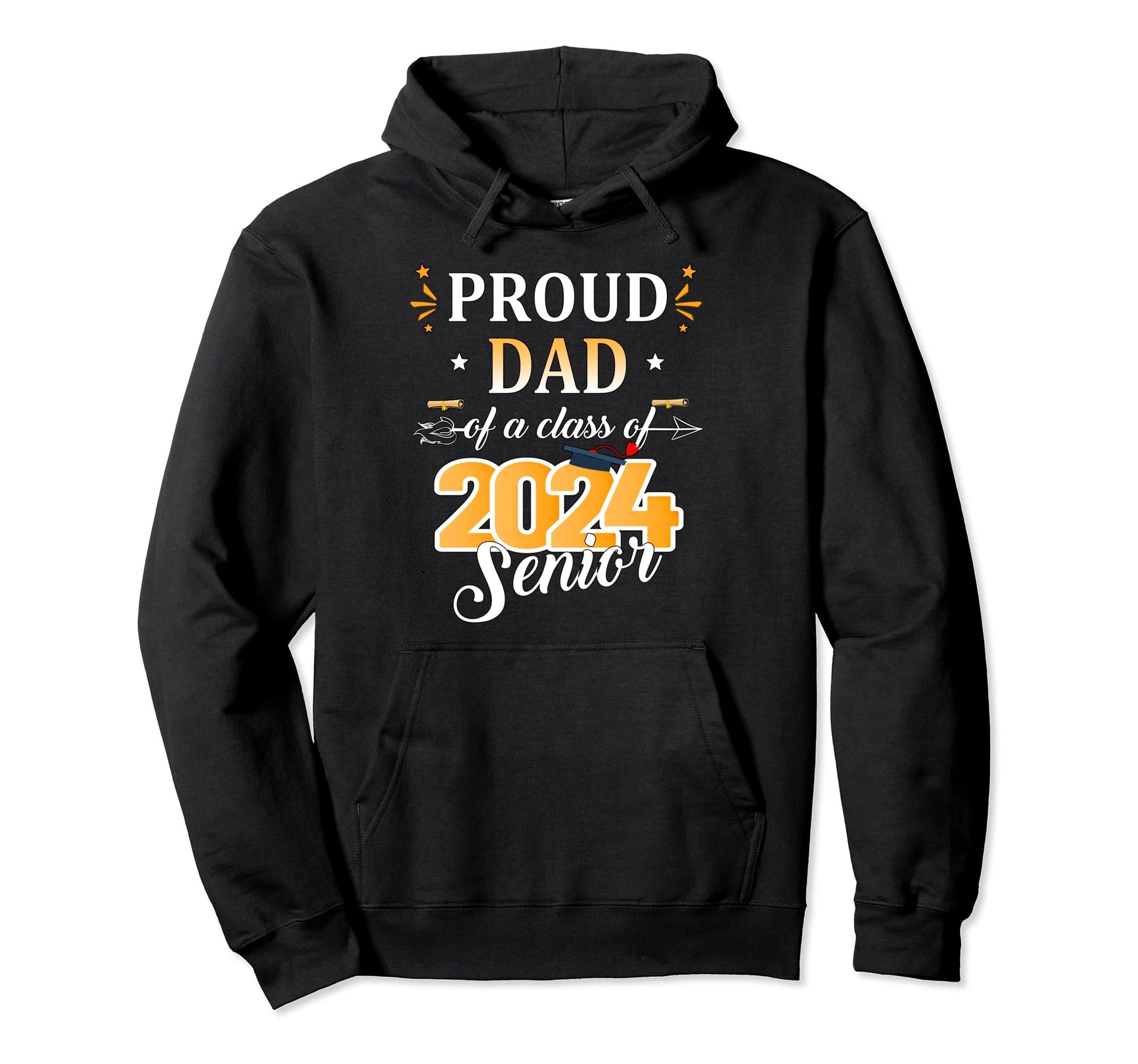 Proud Dad Class 2024 Senior School Hoodie - Fun Novelty Design for Adults - T-Shirt, Sweatshirt, Hoodie