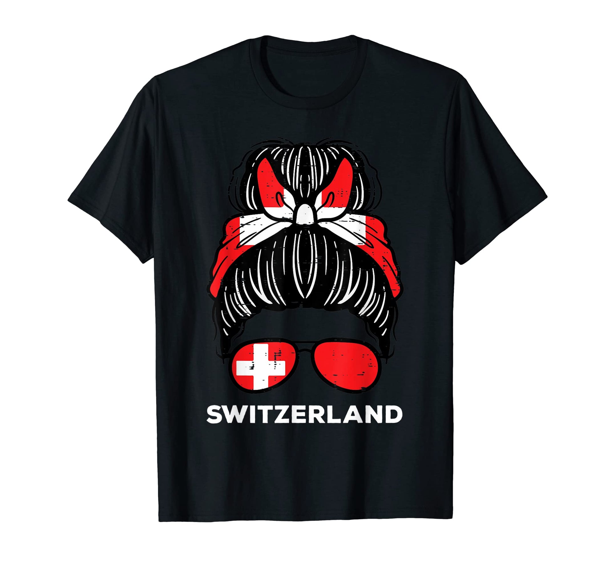 Switzerland Flag Hairbun Football T-Shirt - Streetwear Style for Adults - T-Shirt, Sweatshirt, Hoodie
