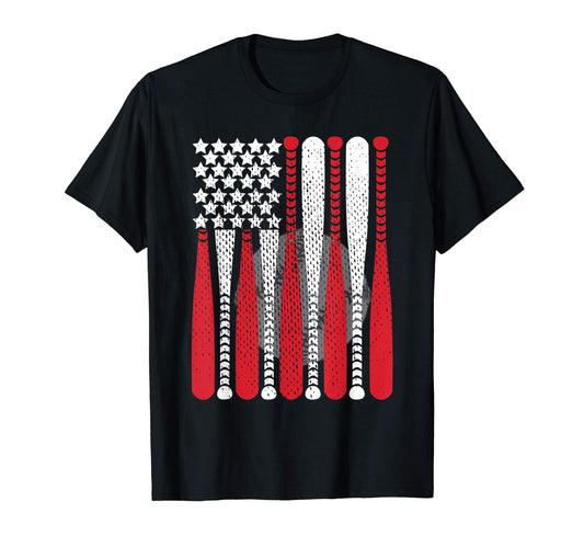 American Flag Baseball Flag Fathers Day T-Shirt - Novelty Apparel Men Women - T-Shirt, Sweatshirt, Hoodie