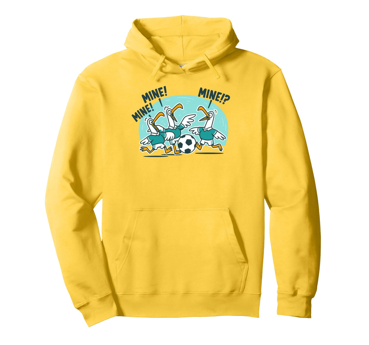 Funny Bird Playing Soccer Ocean Bird Hoodie - Fun Novelty Design for Adults - T-Shirt, Sweatshirt, Hoodie