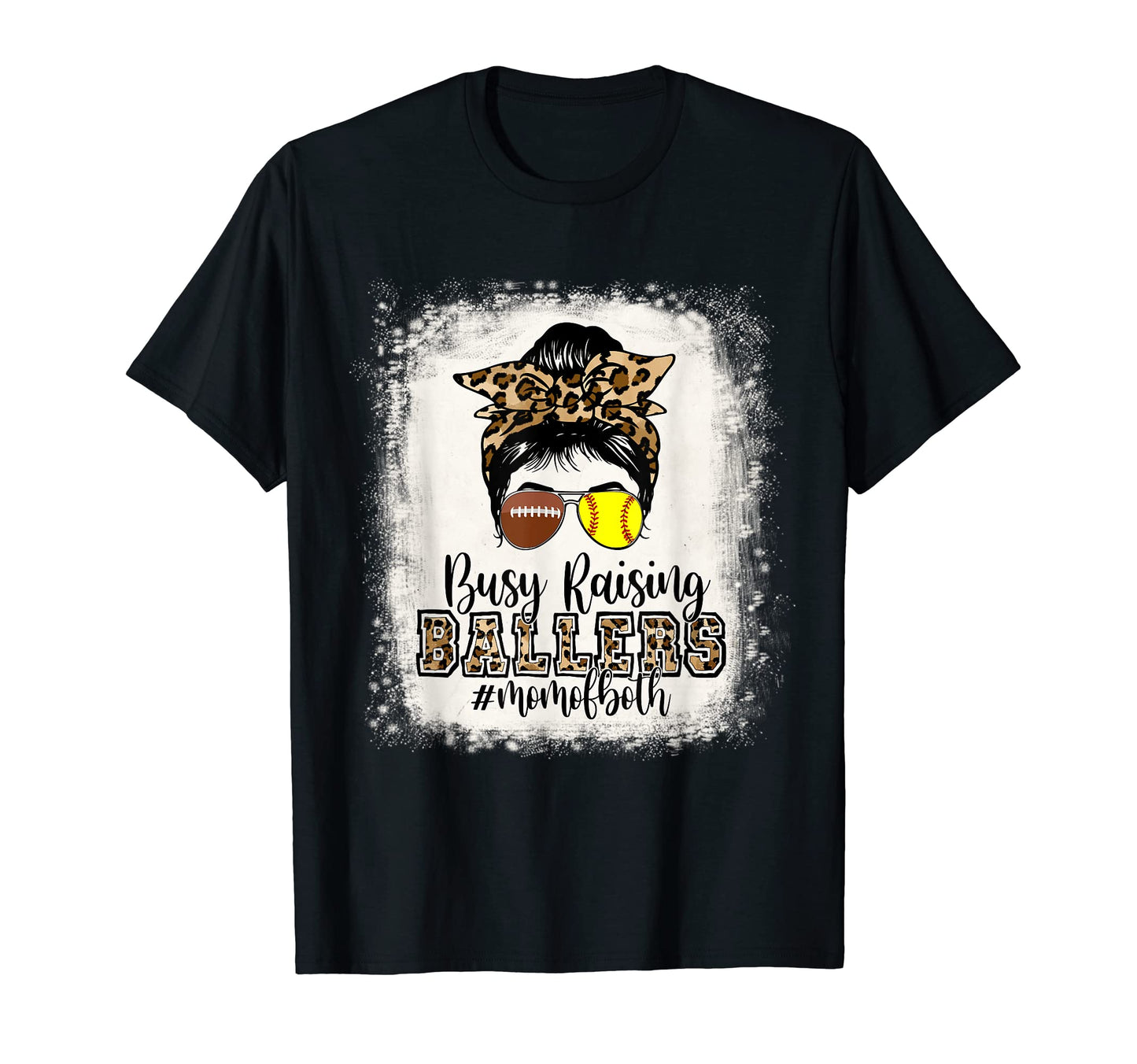 Busy Raising Ballers Mom Both Football T-Shirt - Unique Graphic Unisex - T-Shirt, Sweatshirt, Hoodie
