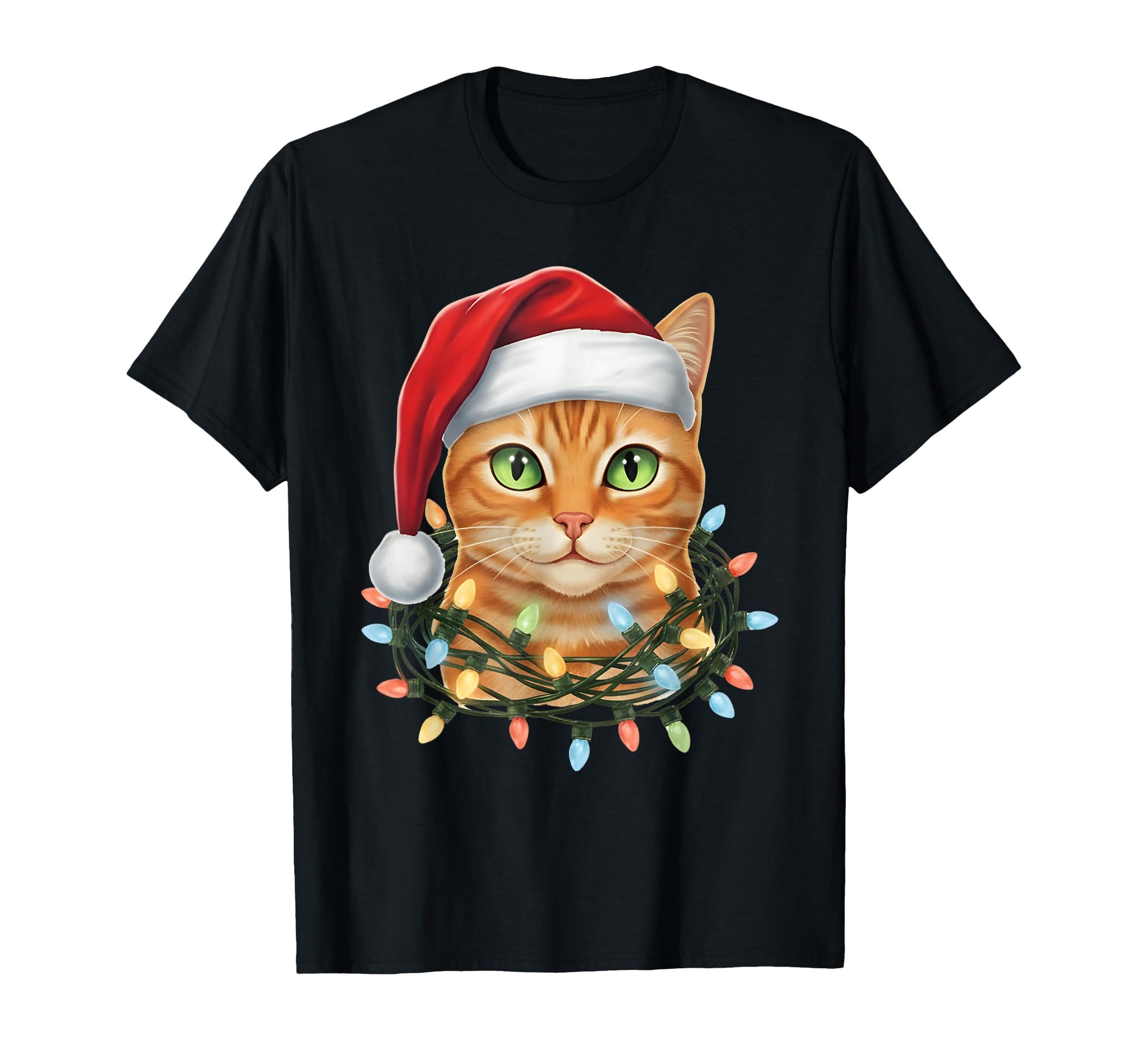 Cat Santa Hat Cat Lover T-Shirt - Casual Everyday Wear Men Women - T-Shirt, Sweatshirt, Hoodie