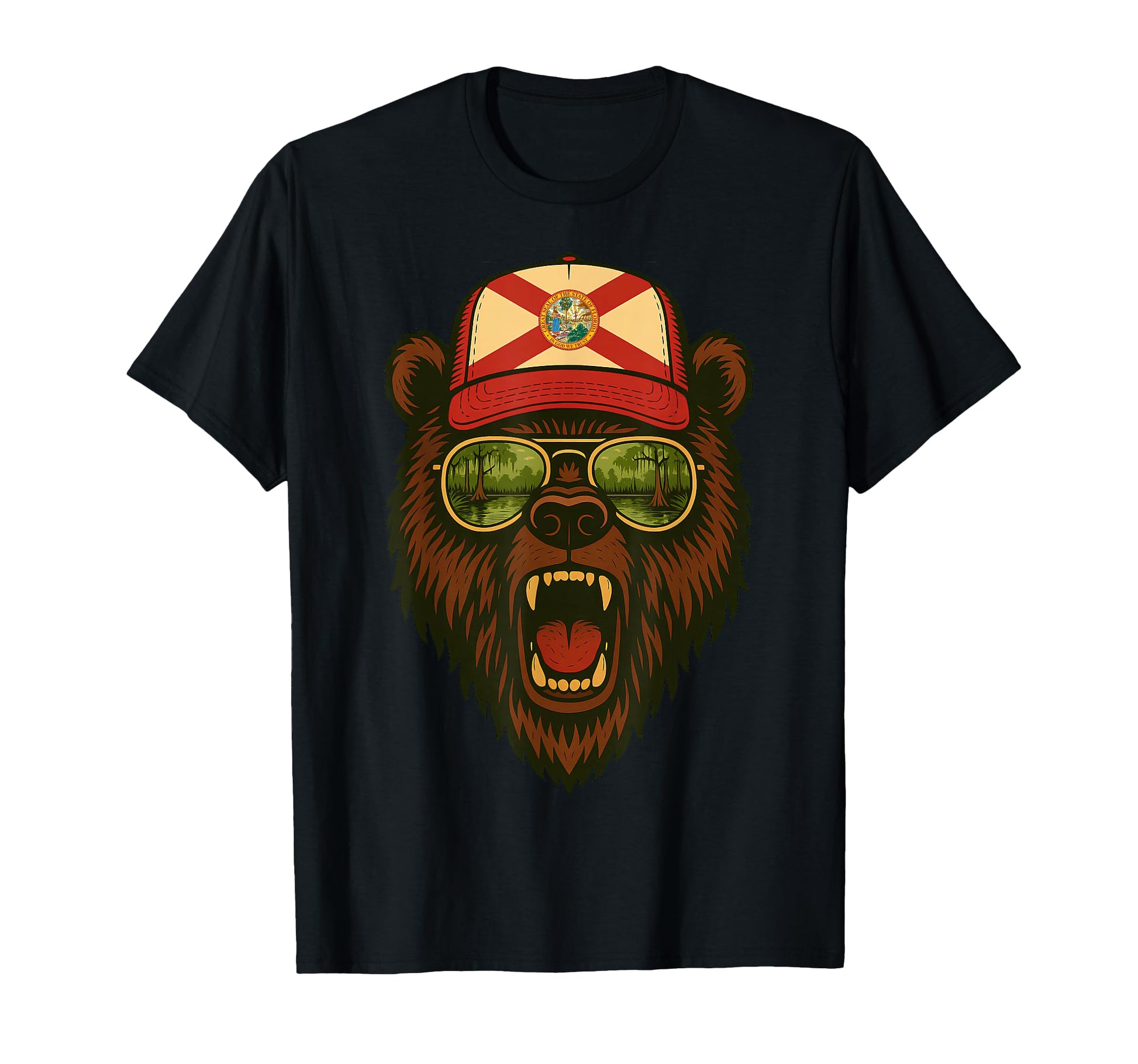 Florida Black Bear State Flag Swamp T-Shirt - Graphic Print Unisex - T-Shirt, Sweatshirt, Hoodie