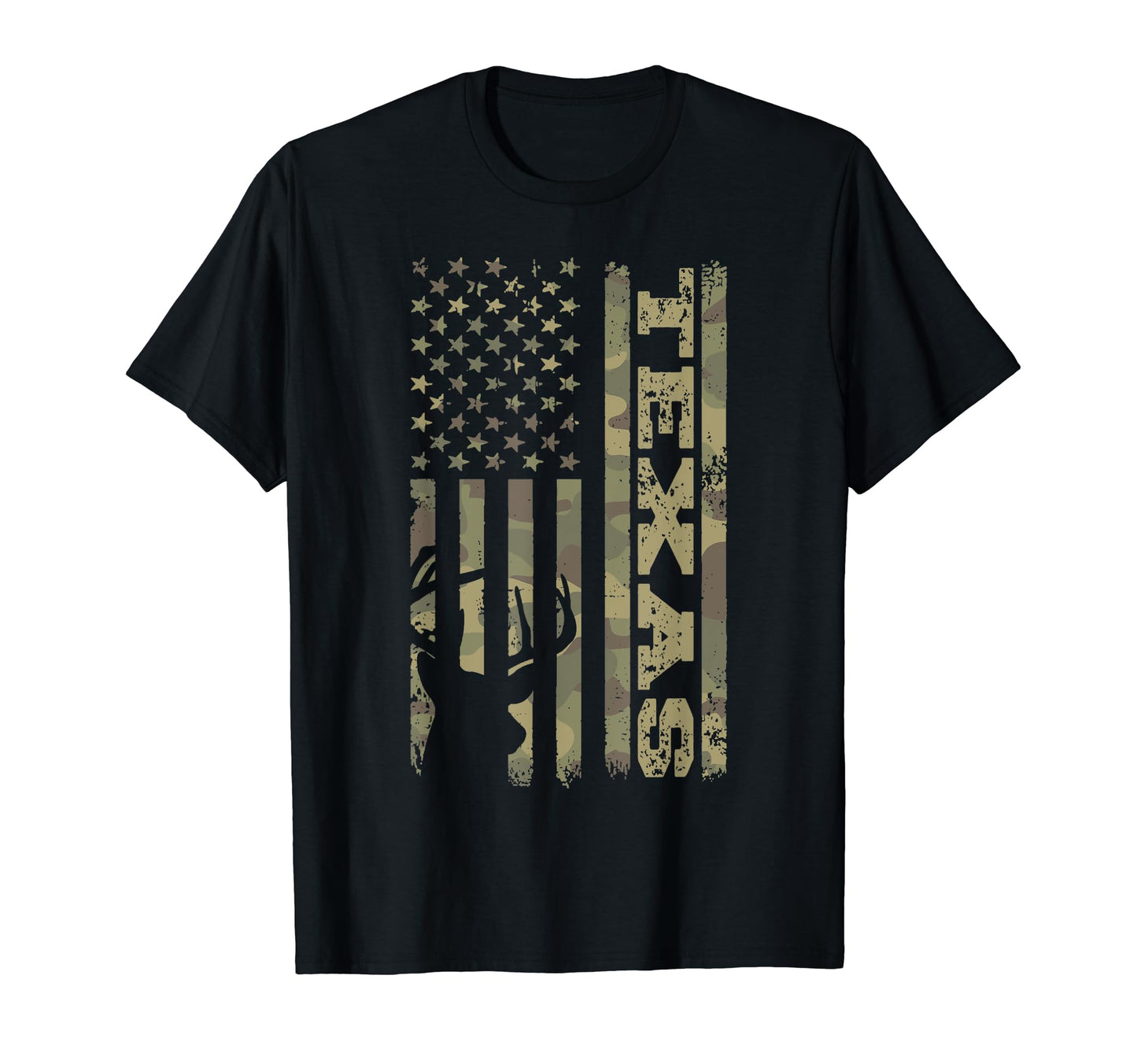 Texas Deer Hunter Deer Hunting Camo Usa Flag T-Shirt - Graphic Print Unisex - T-Shirt, Sweatshirt, Hoodie