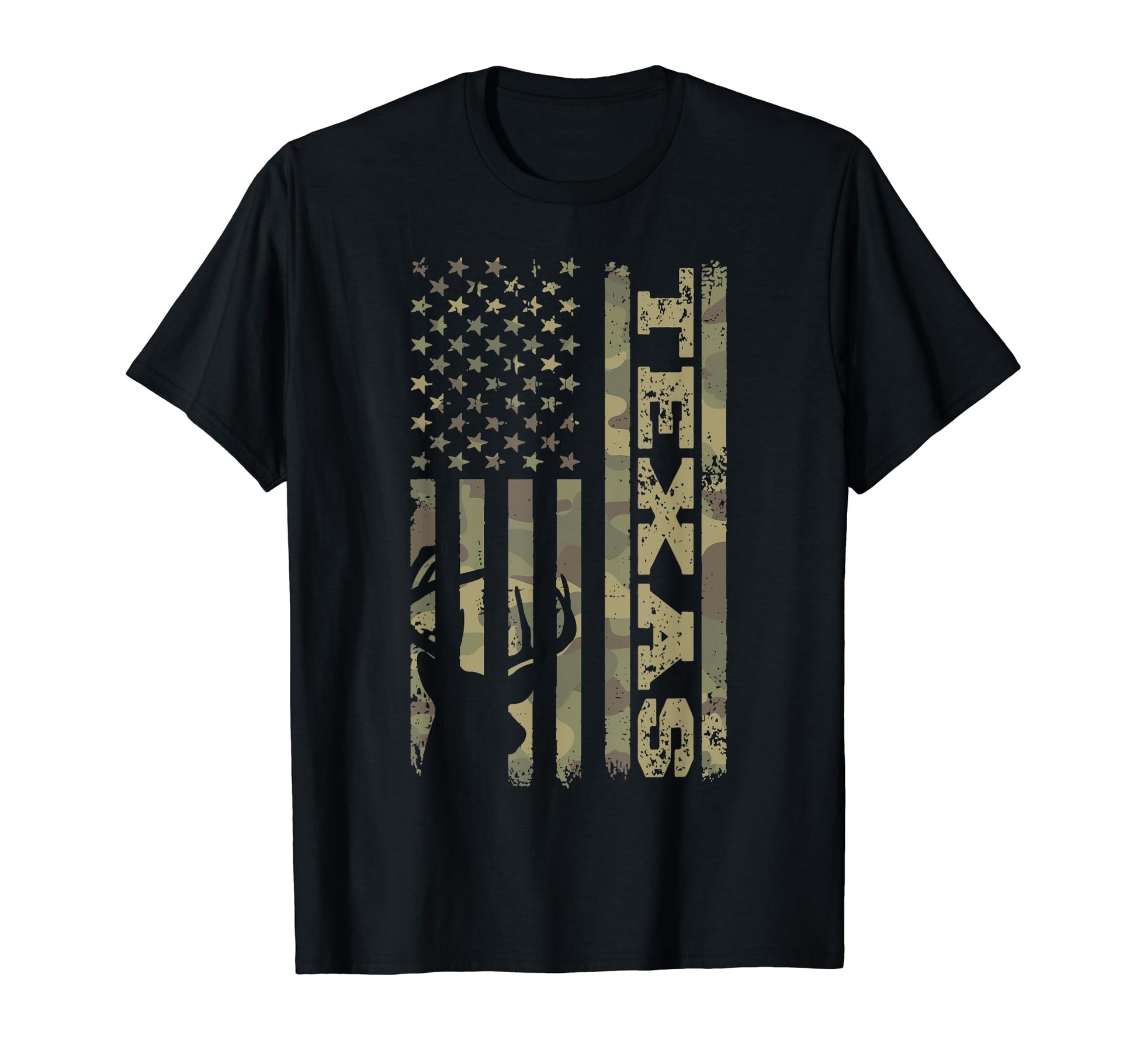 Texas Deer Hunter Deer Hunting Camo Usa Flag T-Shirt - Graphic Print Unisex - T-Shirt, Sweatshirt, Hoodie
