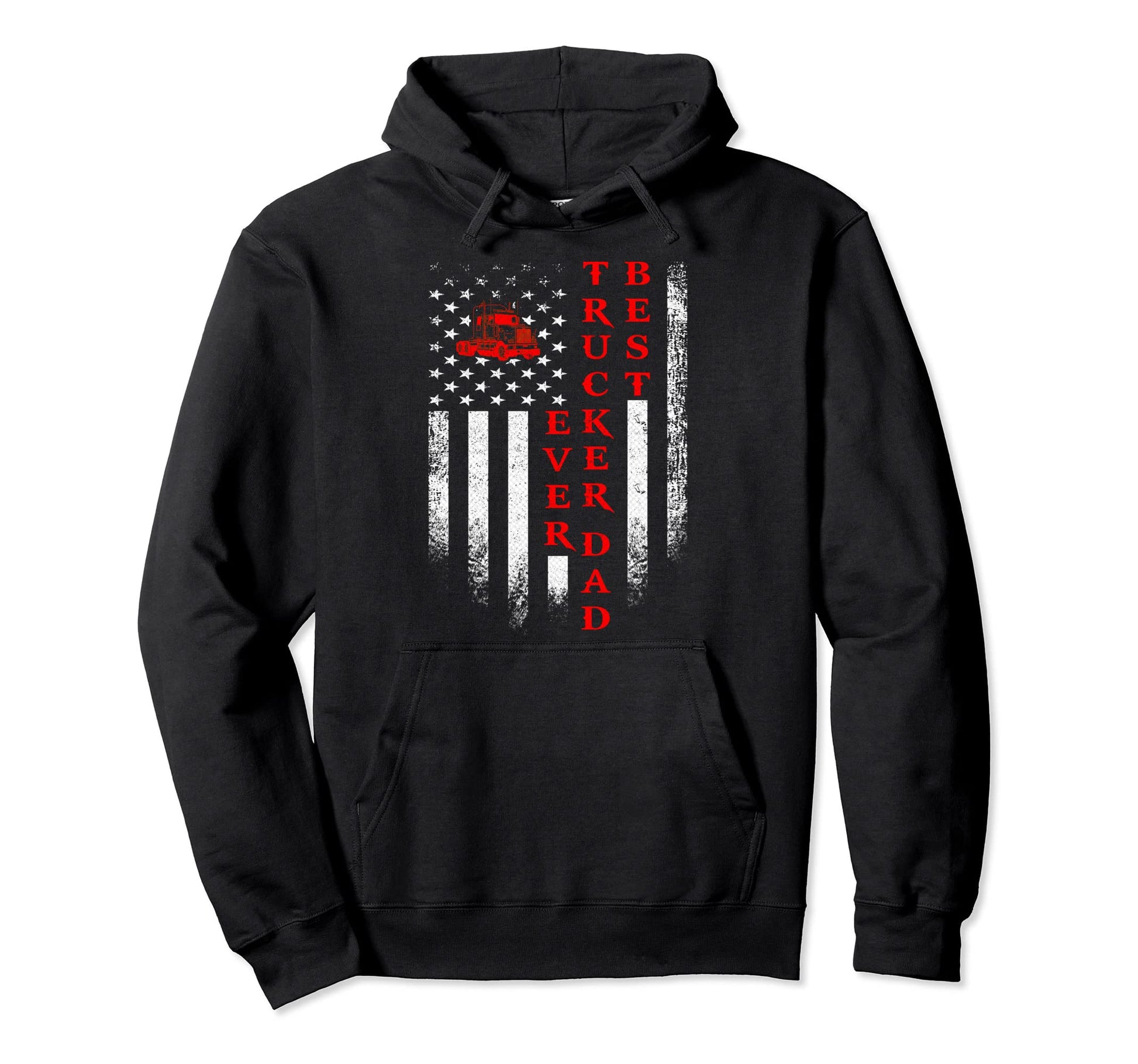 Usa American Flag Best Trucker Dad Ever Hoodie - Aesthetic Graphic Unisex - T-Shirt, Sweatshirt, Hoodie