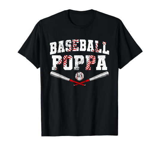 Baseball Poppa Baseball Lover Fathers Day T-Shirt - Minimalist Print Unisex - T-Shirt, Sweatshirt, Hoodie