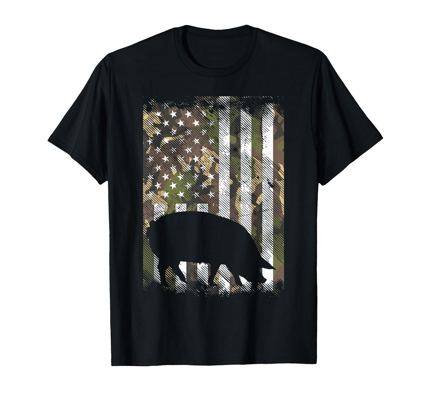 Camo Us Flag Pig Farm Animal T-Shirt - Custom Art Print Men Women - T-Shirt, Sweatshirt, Hoodie